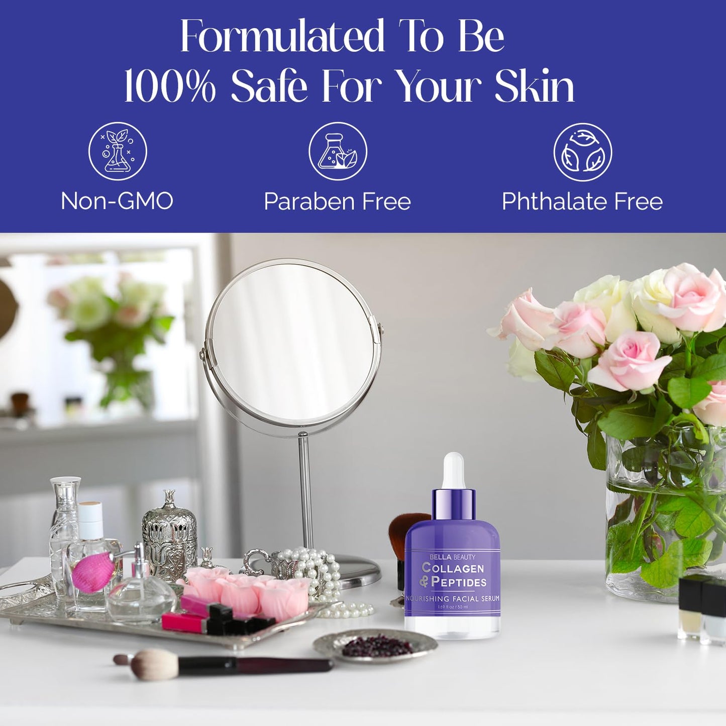 Bella Beauty Collagen & Peptides Nourishing Facial Serum - Stimulates Collagen, Reduces Fine Lines & Wrinkles, Deeply Hydrates - Dermatologist Tested Beauty & Personal Care Bella Beauty