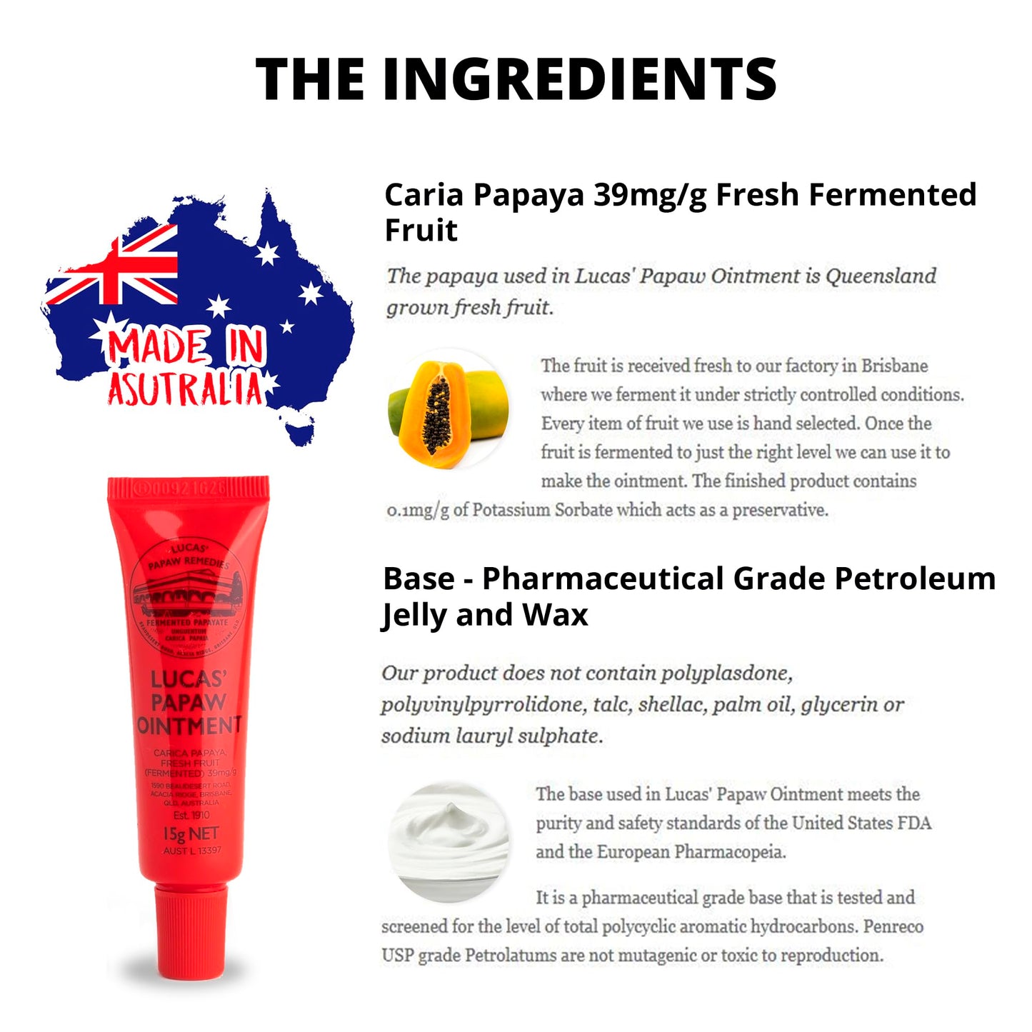 Lucas Papaw Ointment 75g Jar and 15g Tube with Lip Applicator - Fermented Papaya Skin Balm, Multipurpose Ointment, Made in Australia Beauty and Personal Care Lucas Papaw