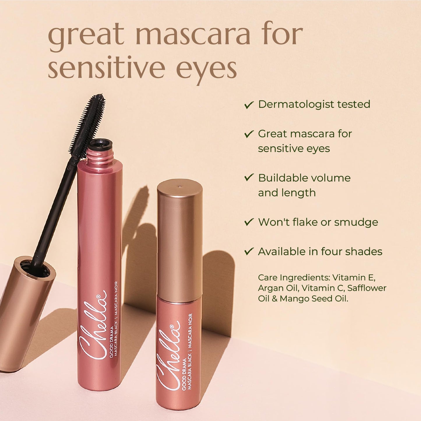 Chella Good Drama Vegan Mascara, 0.33 Fl. Oz (Black) Beauty & Personal Care Chella