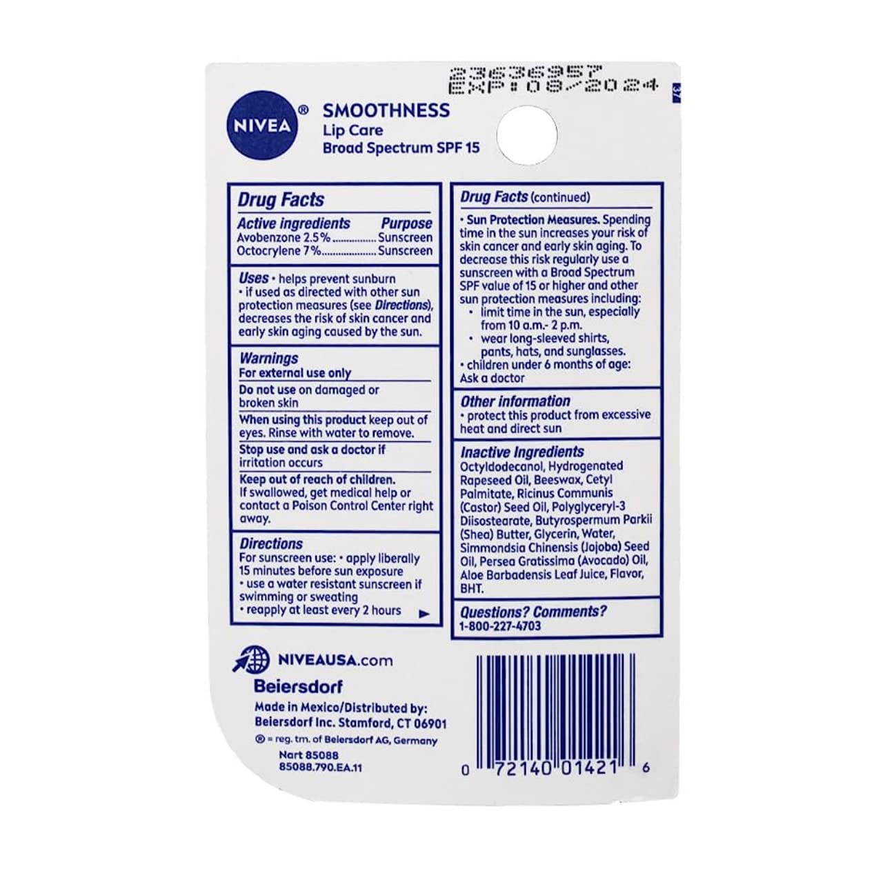 NIVEA a Kiss of Smoothness Hydrating Lip Care SPF 15, 0.17 oz (Pack of 5) Beauty & Personal Care NIVEA