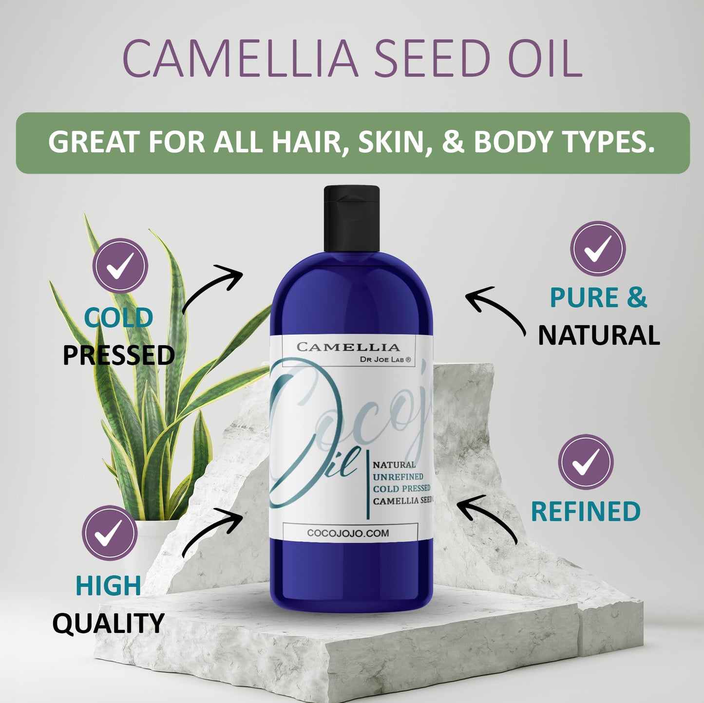 Dr Joe Lab Japanese Camellia Seed Oil - Pure, Cold Pressed, Non-GMO Carrier - 8 oz - for Skin, Hair, Nails, Body, Facial Hair - Hydrating Moisturizing Beauty & Personal Care Dr Joe Lab