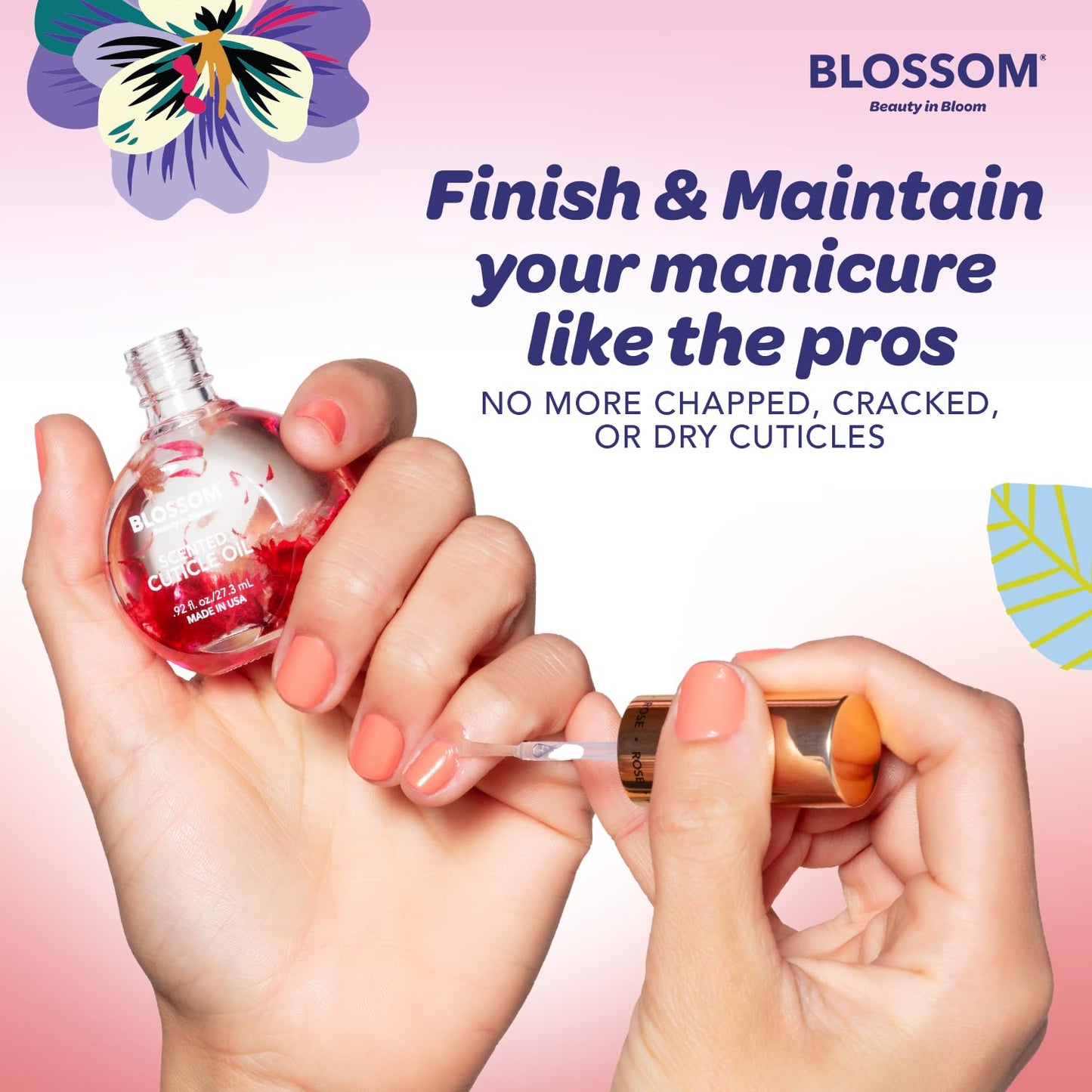 Blossom Cuticle Oil for Nails, Hydrating & Moisturizing, Scented Nail Care with Real Flowers, Made in USA, Strawberry, 0.92 fl oz Beauty & Personal Care Blossom