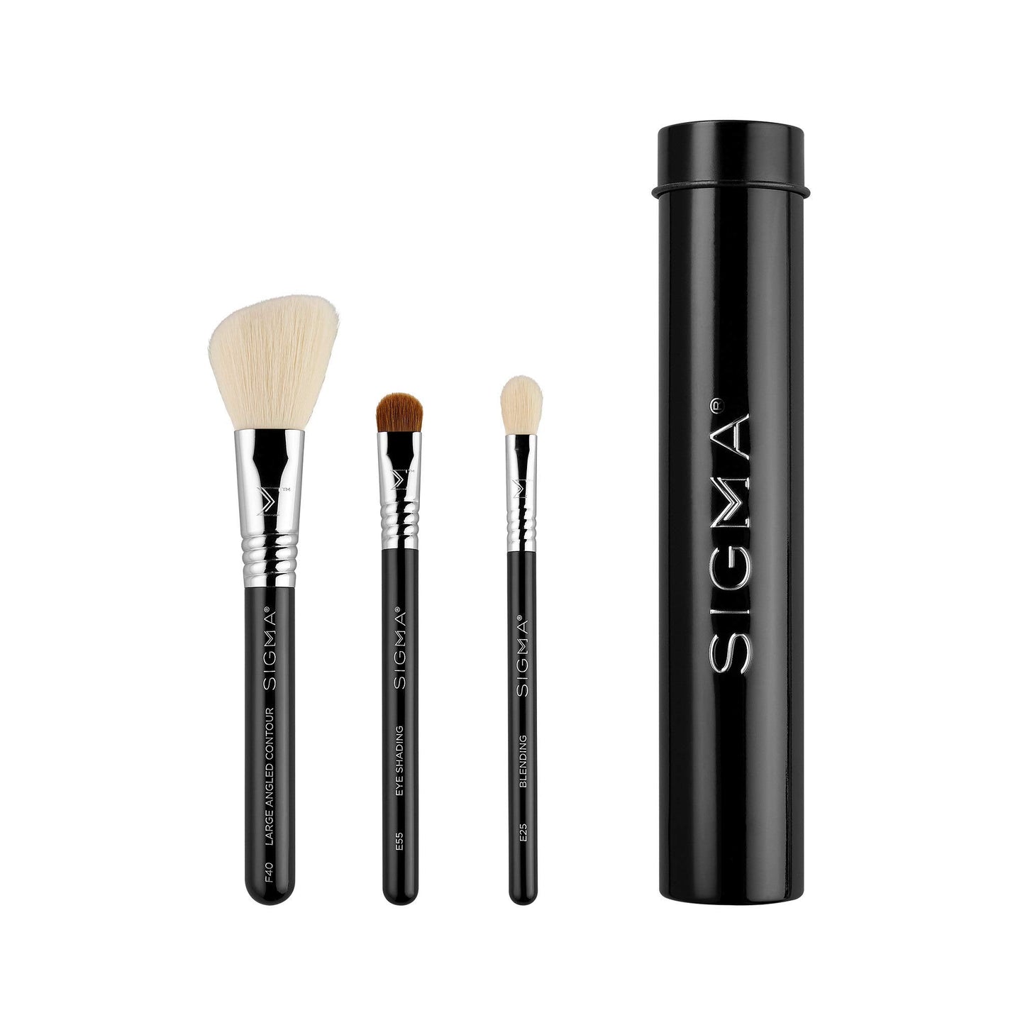 Sigma Beauty Travel Essential Trio - Makeup Brush Set for Foundation Powder Eyeshadow - 3 Tool Brushes with Brush Tin Holder - Skin Safe, Vegan Makeup Beauty & Personal Care Sigma Beauty