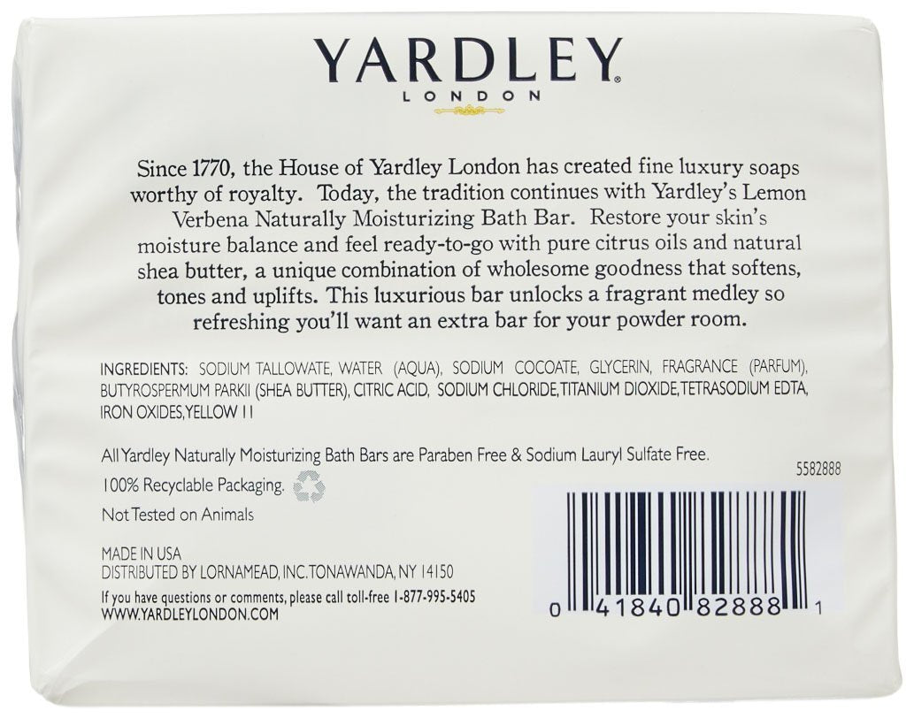 Yardley London Bar Soap - Lemon Verbena with Shea Butter - 4.25 oz - 2 ct Beauty & Personal Care Yardley London