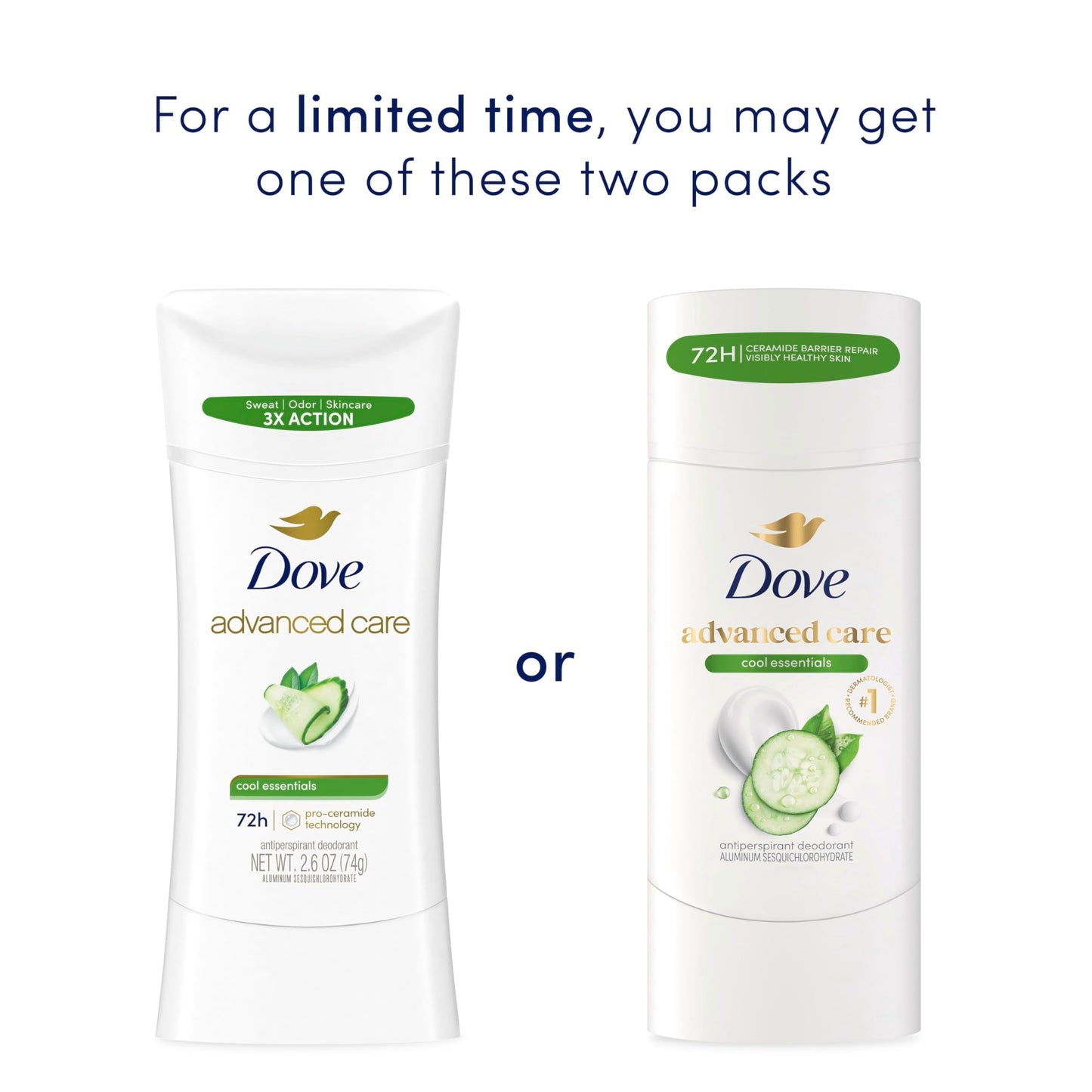 Dove Advanced Care Antiperspirant Deodorant for Women Cool Essentials 72 Hour Sweat & Odor Protection 2.6 oz Beauty and Personal Care Dove