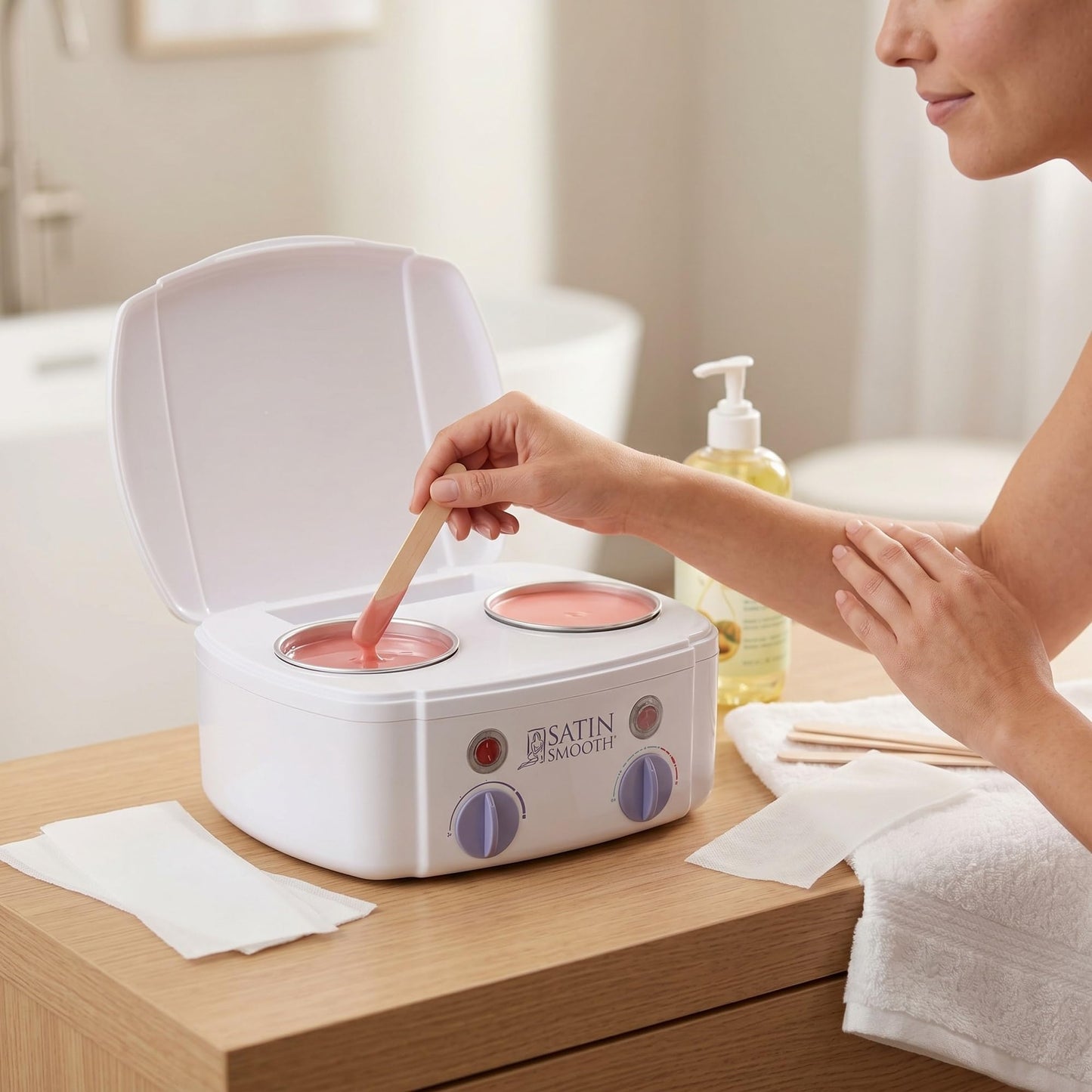 Satin Smooth Professional Dual Wax Warmer Kit - Hair Removal System with Hard & Soft Wax Accessories, Pre & Post-Wax Care Supplies, Spa Waxing Kit Beauty and Personal Care SATIN SMOOTH