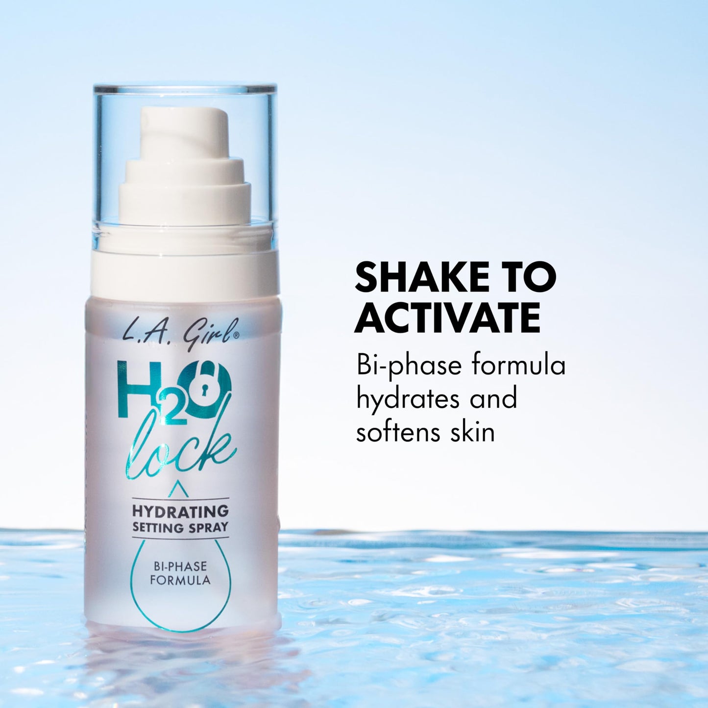 L.A. Girl H2O Lock Setting Spray, Bi-Phase Hydrating Makeup Setting Mist with Aloe Vera, Vitamin E, Cucumber Extract, Dewy Finish, Long-Lasting G97882 Beauty & Personal Care L.A. Girl
