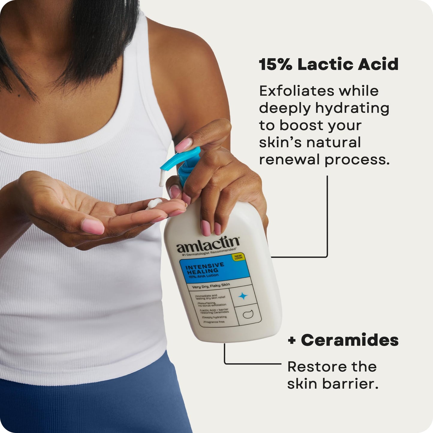 AmLactin Intensive Healing Body Lotion - Therapeutic Lotion for Extremely Dry Skin - No-Scrub Exfoliator and Moisturizer with 15% Lactic Acid AHA Beauty & Personal Care AmLactin