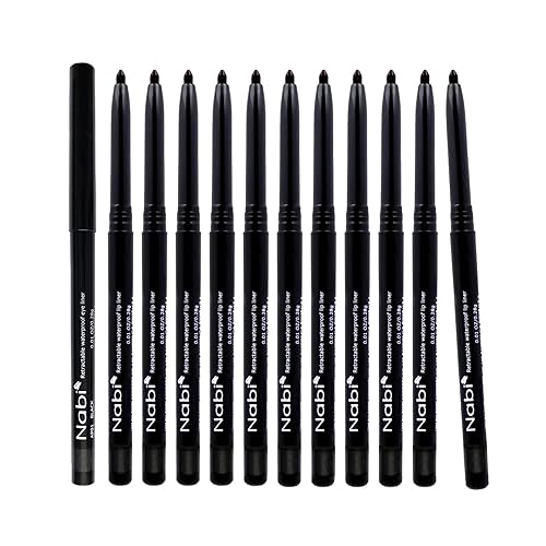 Nabi Retractable Waterproof Eyeliner Pencil - 12?Pack Smudge?Proof, Long?Lasting & Hypoallergenic Professional Makeup Eyeliner for Sensitive Eyes Beauty & Personal Care Nabi