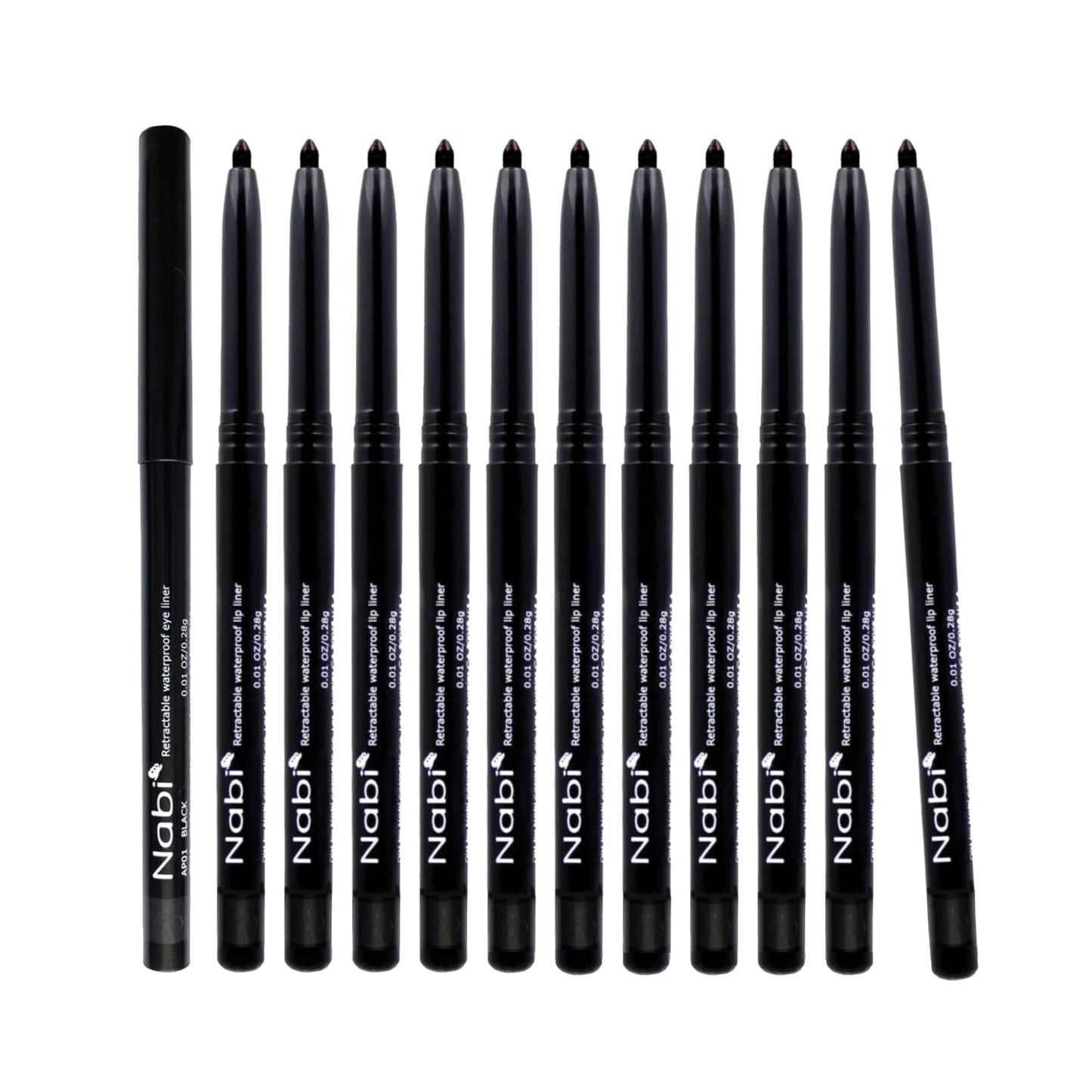 Nabi Retractable Waterproof Eyeliner Pencil - 12?Pack Smudge?Proof, Long?Lasting & Hypoallergenic Professional Makeup Eyeliner for Sensitive Eyes Beauty & Personal Care Nabi