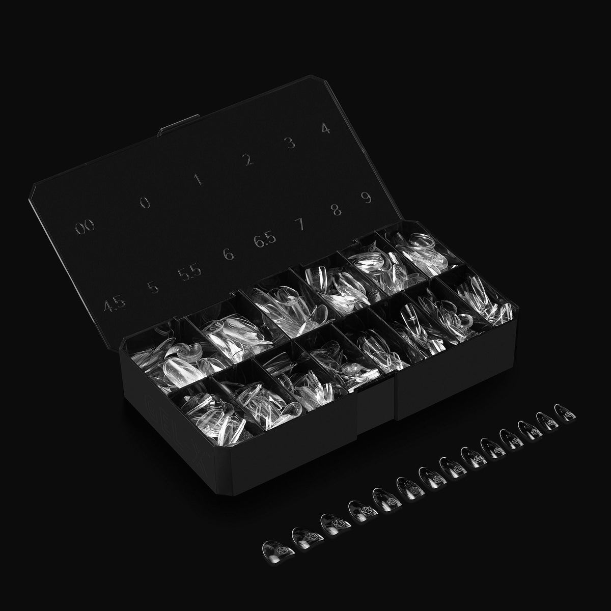 Apres Gel-X® Round Box of Nail Tips | 280 Tips, Soft Gel Tips, 14 Sizes 00-9 | Half-sizes Included (Sculpted Round Short)