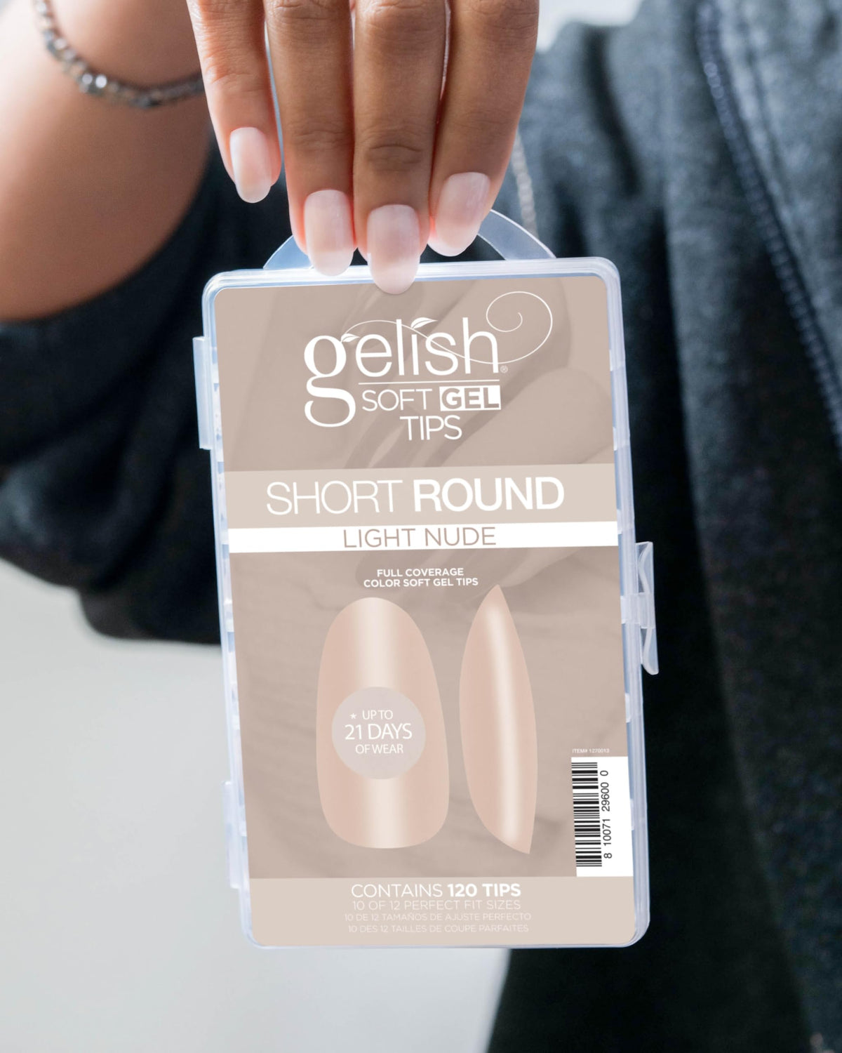 Gelish Nude Soft Gel™ Tips Press on Nails Extension - Light Nude Short Round, 120 Count