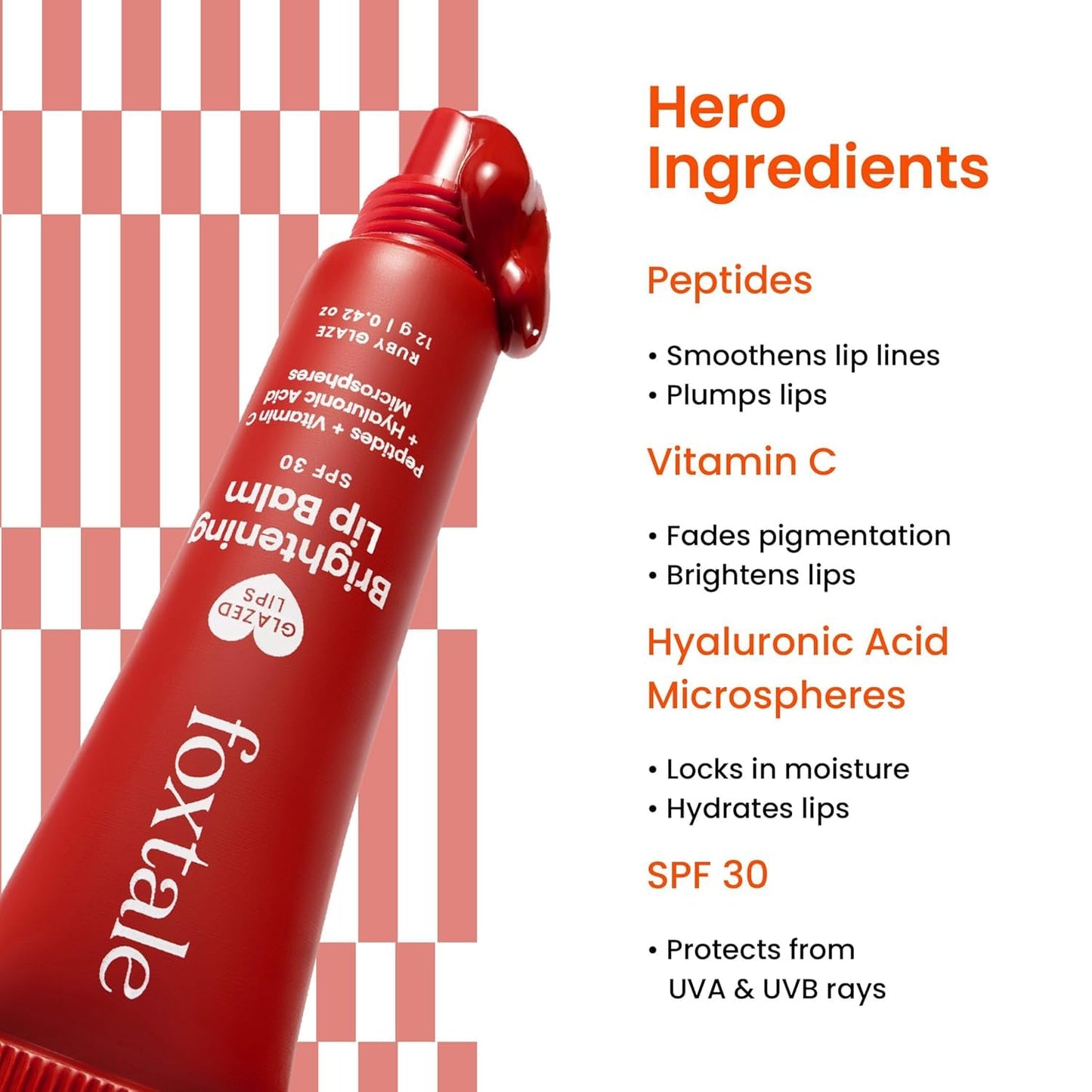 Fox-tale SPF 30 Brightening Lip Balm for Dark Lips with Peptides & Vitamin C - Brightens Pigmented Lips - Hydrates Lips - SPF Lip Balm - Ruby Glaze Beauty and Personal Care Krishva