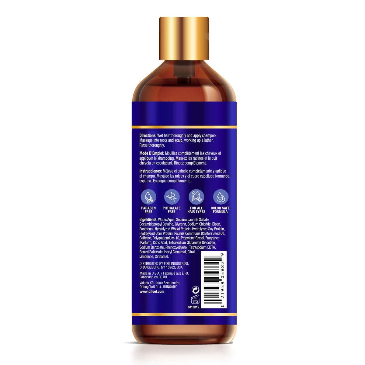 Difeel Pro-Growth Biotin Shampoo 12 oz. - for Thinning Hair and Hair Loss, Paraben-Free Shampoo with Biotin for Hair Growth