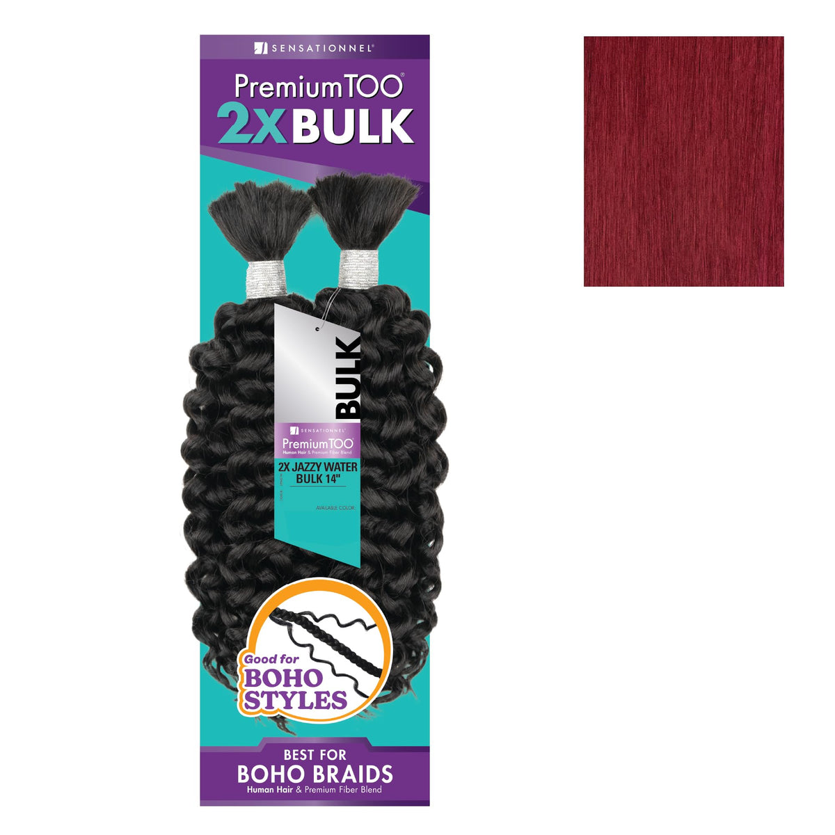 Sensationnel PremiumToo Bulk Weaving-2X Jazzy Water,1pk 14in, BG BURGUNDY