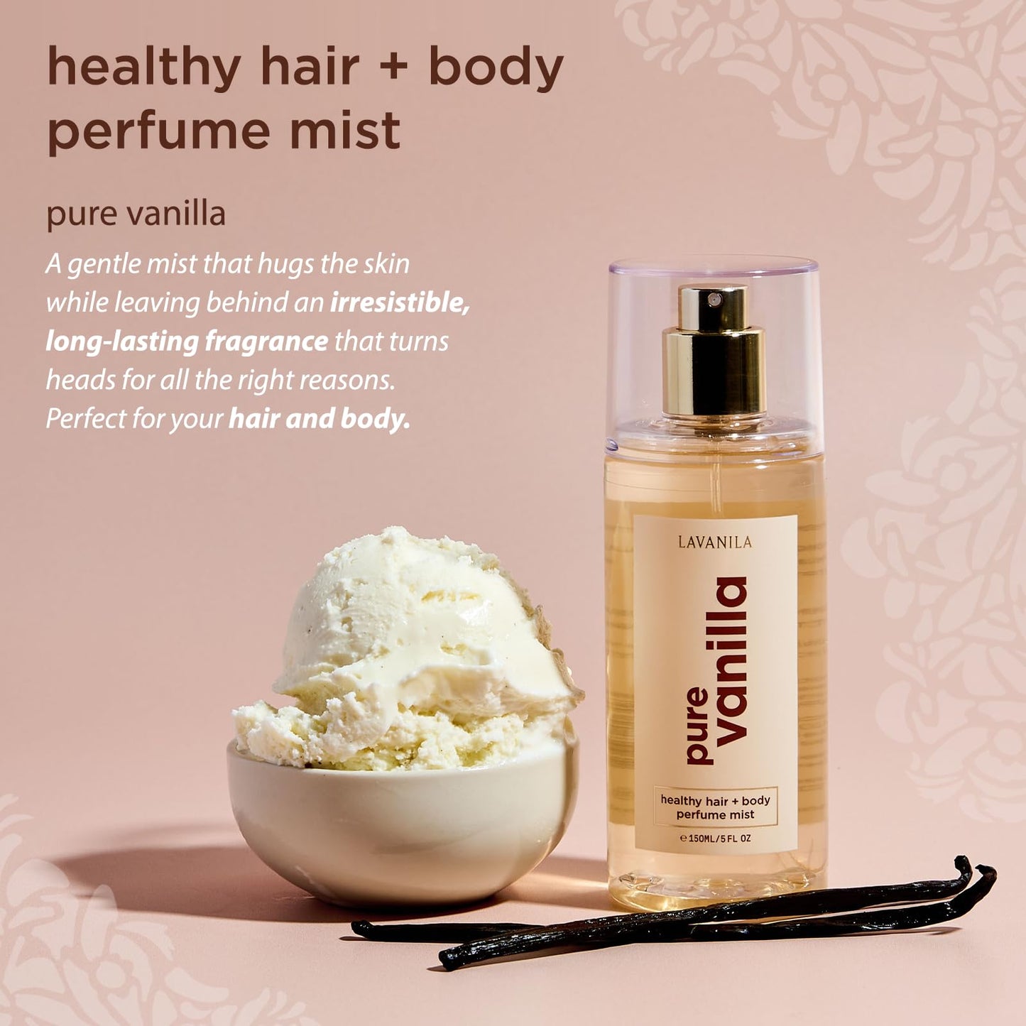 Lavanila Pure Vanilla Healthy Hair + Body Perfume Mist, 5 Fl Oz - Sweet & Warm Fragrance Spray Formulated with Jojoba Oil, Madagascar Vanilla, Tonka Beauty & Personal Care Lavanila
