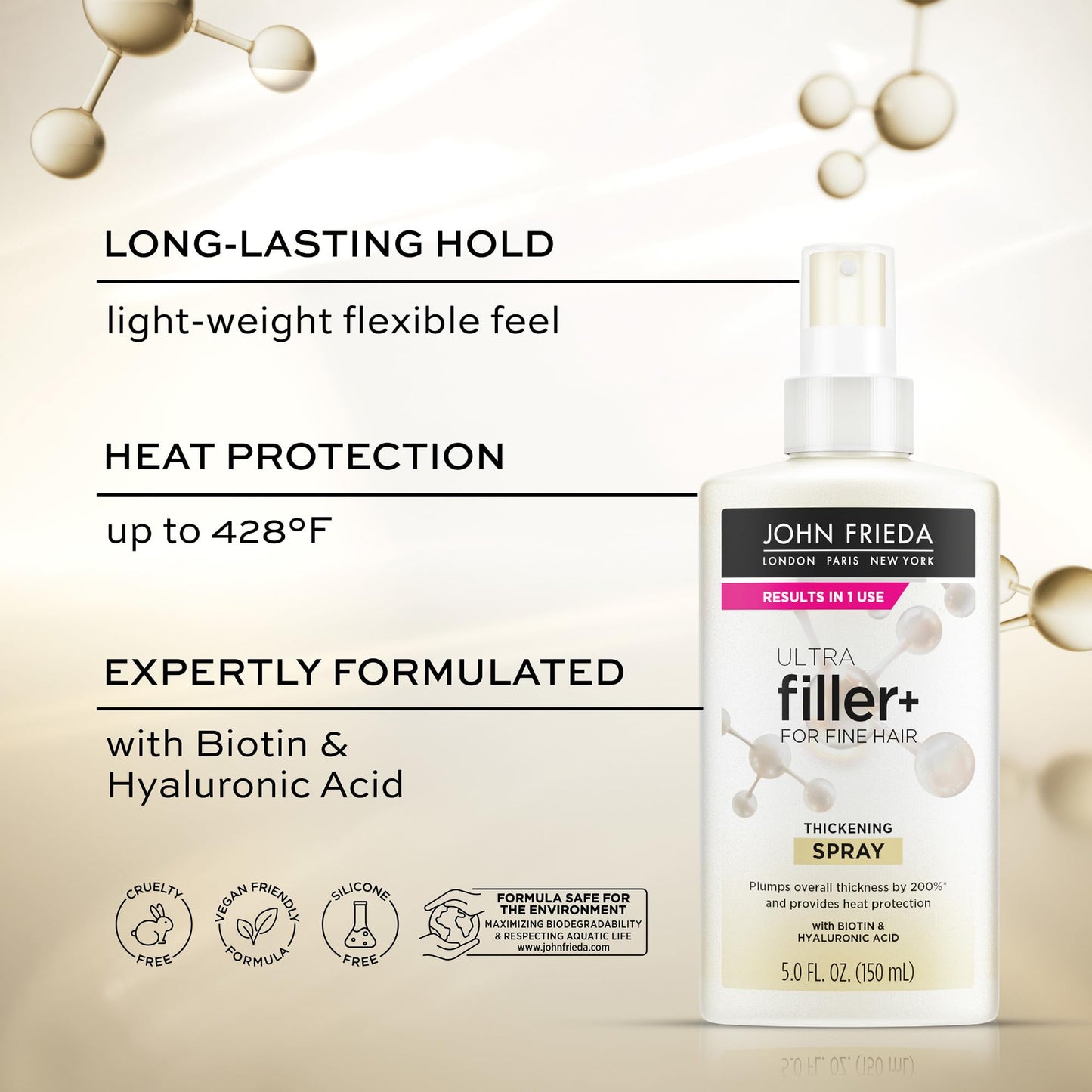 John Frieda ULTRAfiller+ Thickening Spray, Thickening & Strengthening Spray for Damaged or Thin Hair, Infused with Biotin and Hyaluronic Acid Beauty & Personal Care John Frieda