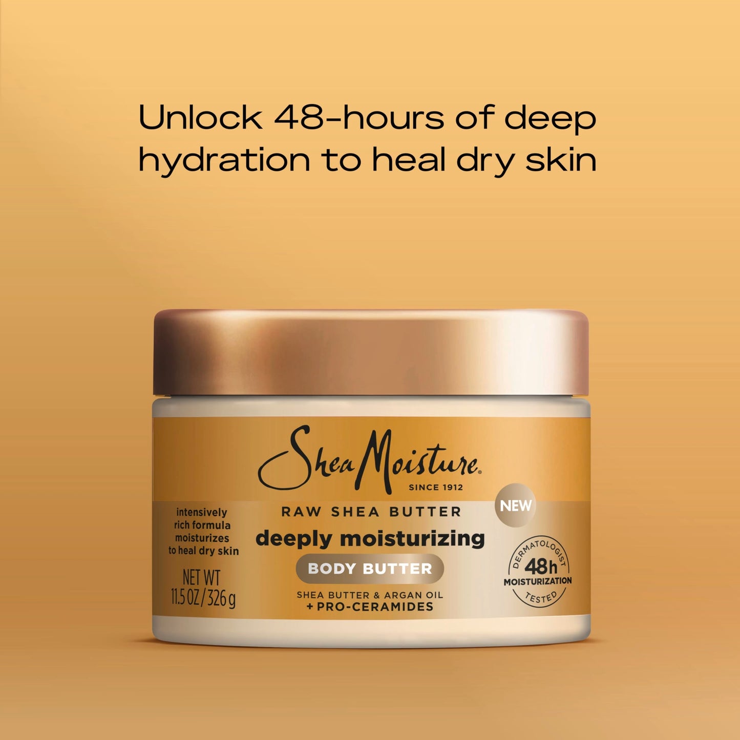 SheaMoisture Deeply Moisturizing Body Butter with Raw Shea Butter, Argan Oil and Pro-Ceramides, Rich Hydration & Healing of Dry Skin, 48H Moisturizing Beauty & Personal Care Shea Moisture