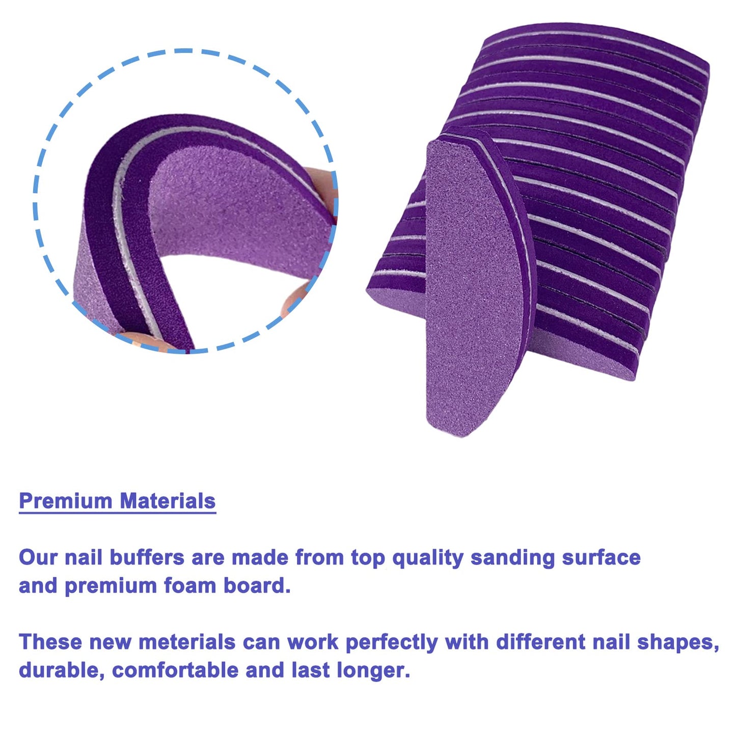 20 PCs Nail Buffers, Double Sided Nail Files Buffer Blocks 100/180 Grit Portable Washable Sanding Buffing File Arc Shape (Purple) Beauty & Personal Care GigaGround