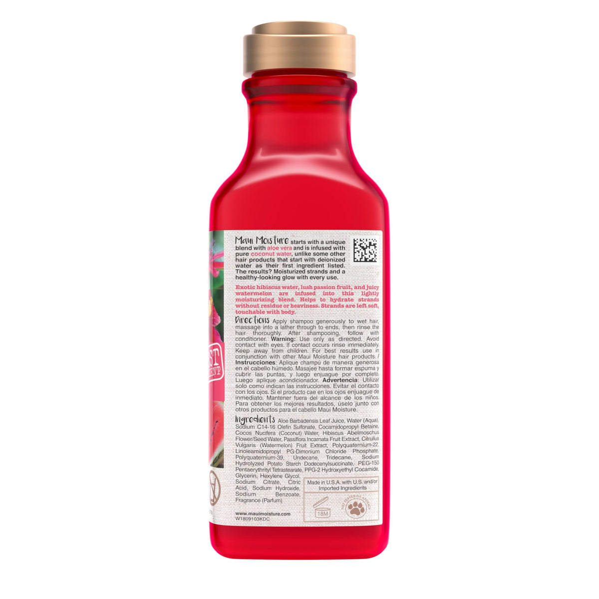 Maui Moisture Lightweight Hydration + Hibiscus Water Shampoo, Moisturizing Aloe Vera Shampoo Softens Curly Hair, Vegan & Sulfate-Free Surfactants, 13 Beauty & Personal Care Maui Moisture