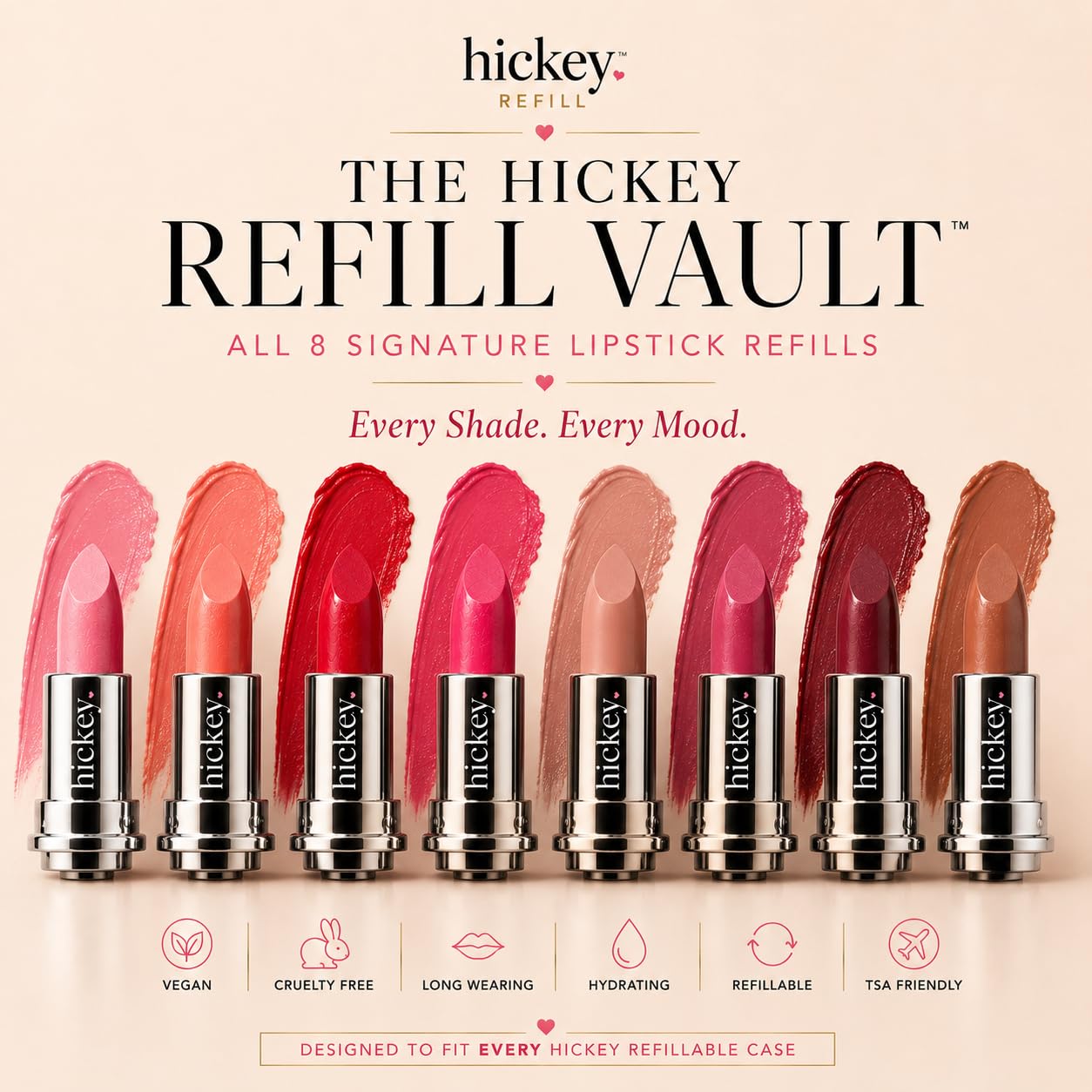Hickey Lipstick The Vault Collection - 8 Piece Refill Set - (Mile High, Birthday Suit, Walk of Shame, Skinny Dip, Beach Babe, Big Trouble & More) - Beauty & Personal Care Hickey