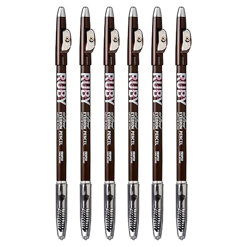 Kiss Go Brow Eyebrow Wooden Pencil Dark Brown (6 Pieces) Beauty & Personal Care Ruby Kisses