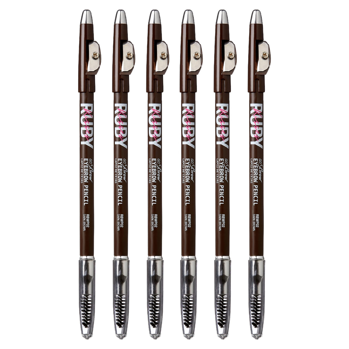 Kiss Go Brow Eyebrow Wooden Pencil Dark Brown (6 Pieces) Beauty & Personal Care Ruby Kisses