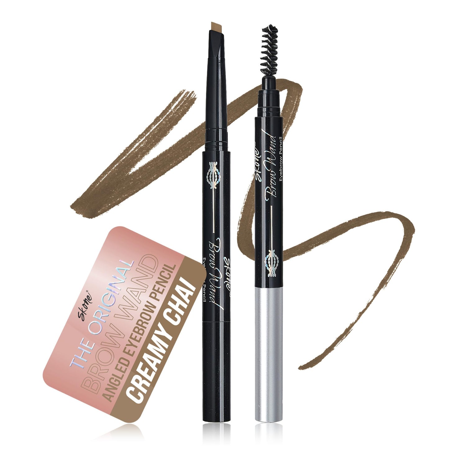 Skone Cosmetics The Original Brow Wand Eyebrow Pencil with Brush - Dual-Sided Retractable Waterproof Long-Lasting Brown Eye Brow Pencils for Women Beauty & Personal Care Skone
