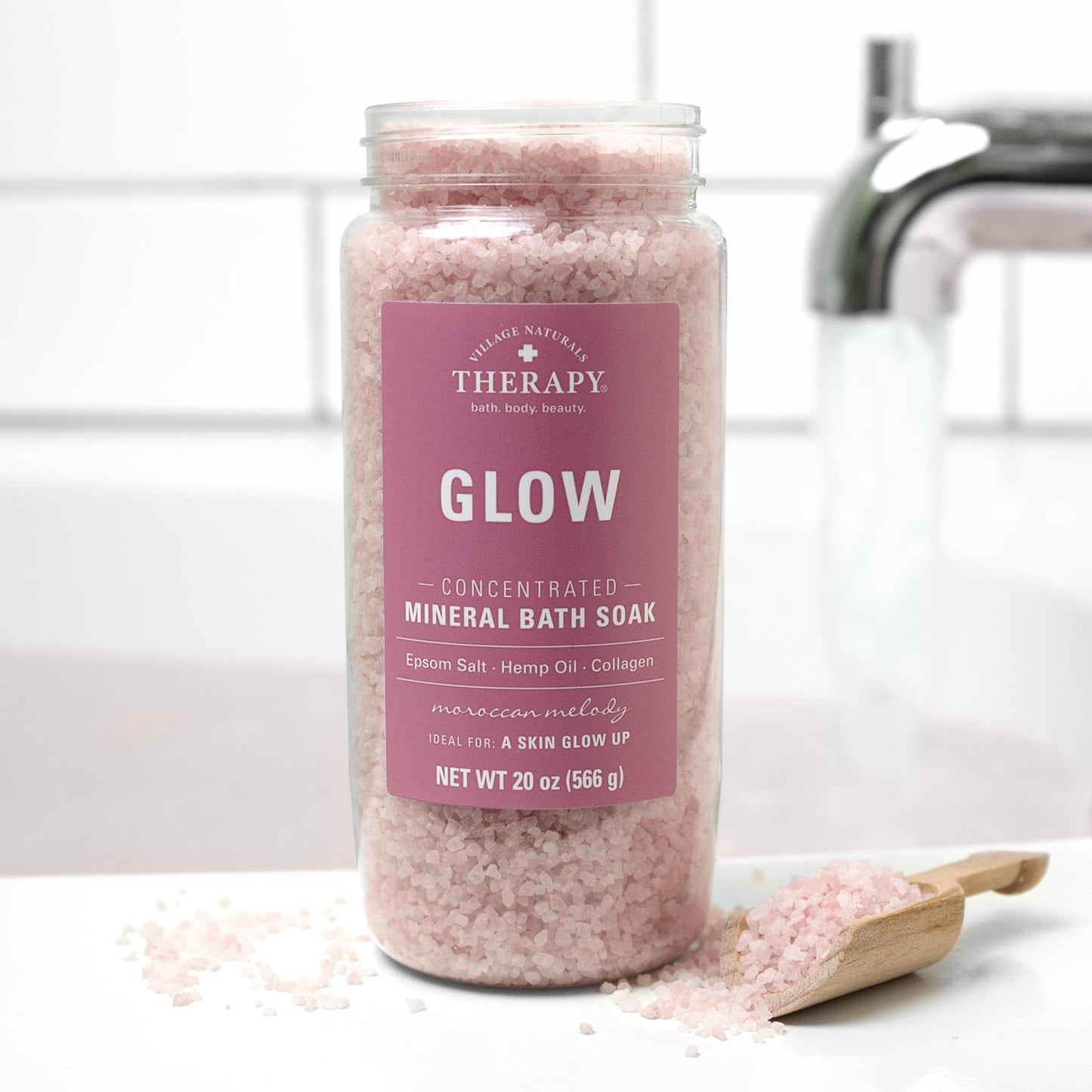Village Naturals Therapy Glow Concentrated Mineral Bath Soak, Moroccan Melody Scent, 20 oz, Pack of 4 Beauty and Personal Care Village Naturals Therapy