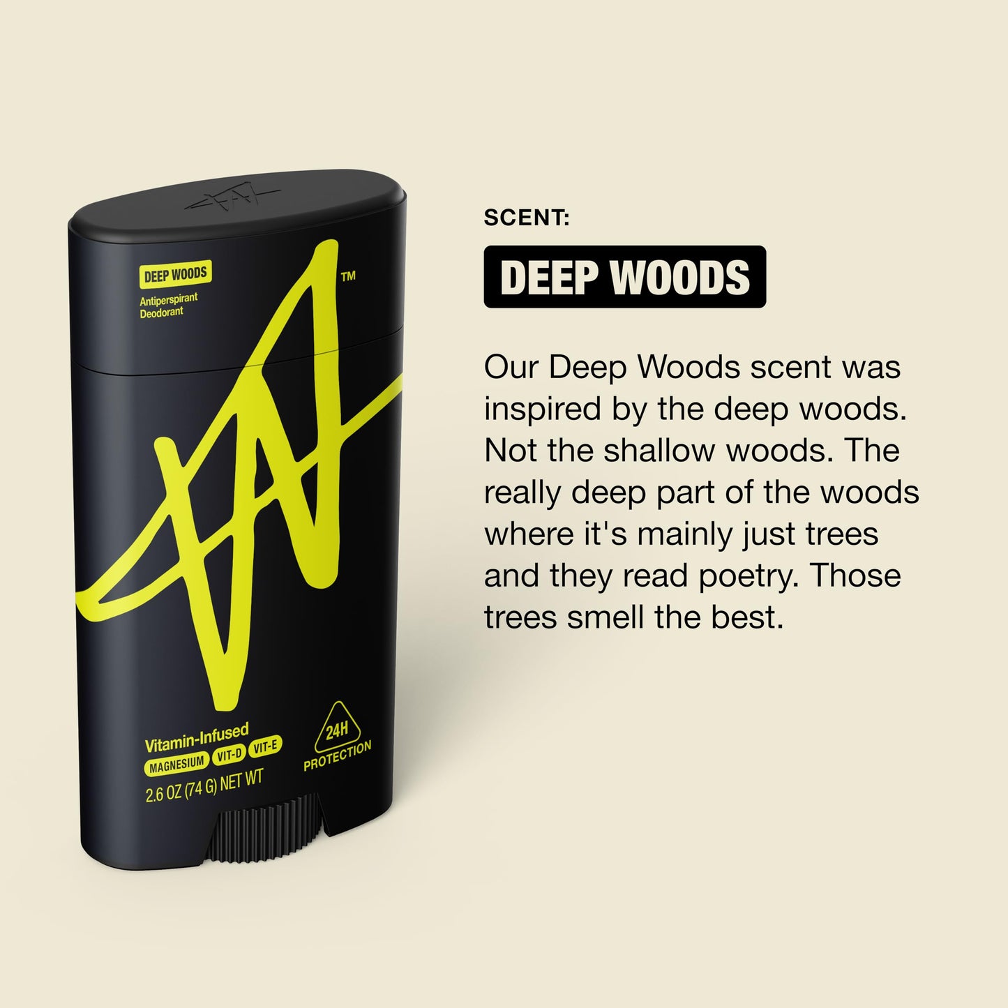 W By Jake Paul Men's Antiperspirant, Odor Blocking, Vitamin-Infused Deodorant for Men, 24-Hour Sweat Protection, Deep Woods Scent, 2.6 oz Beauty and Personal Care W