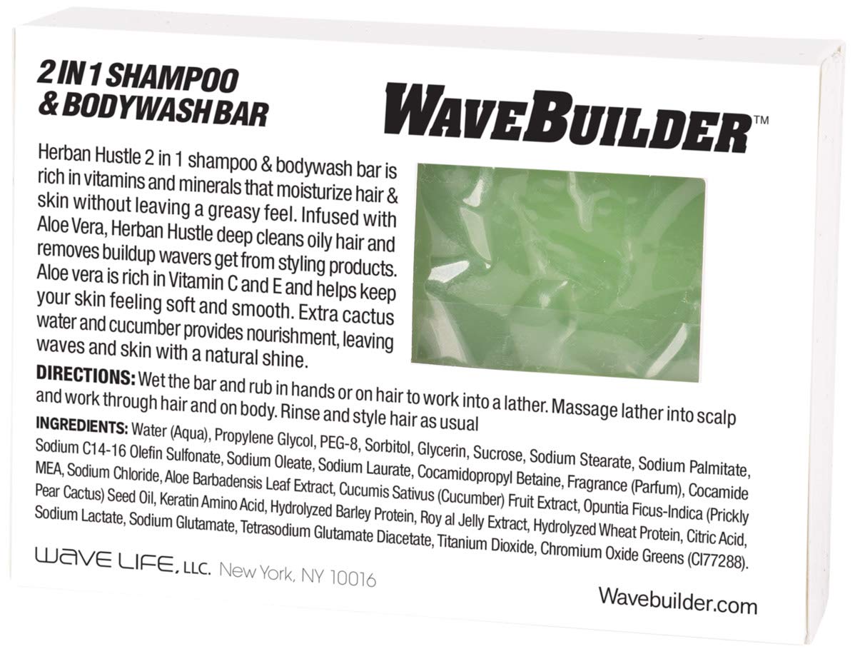 Wavebuilder Herban Hustle Aloe Cactus Water Cucumber 2 in 1 Shampoo & Bodywash Bar Beauty & Personal Care WAVEBUILDER
