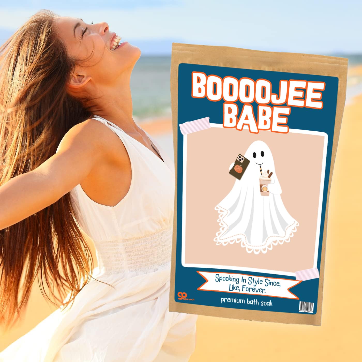 Boojee Babe Bath Soak - Pink Rose Sea Salt Luxury Bath Gift Funny Halloween Gag Gift for Women Cute Ghost Spooky Self-Care Treat Beauty and Personal Care Gears Out