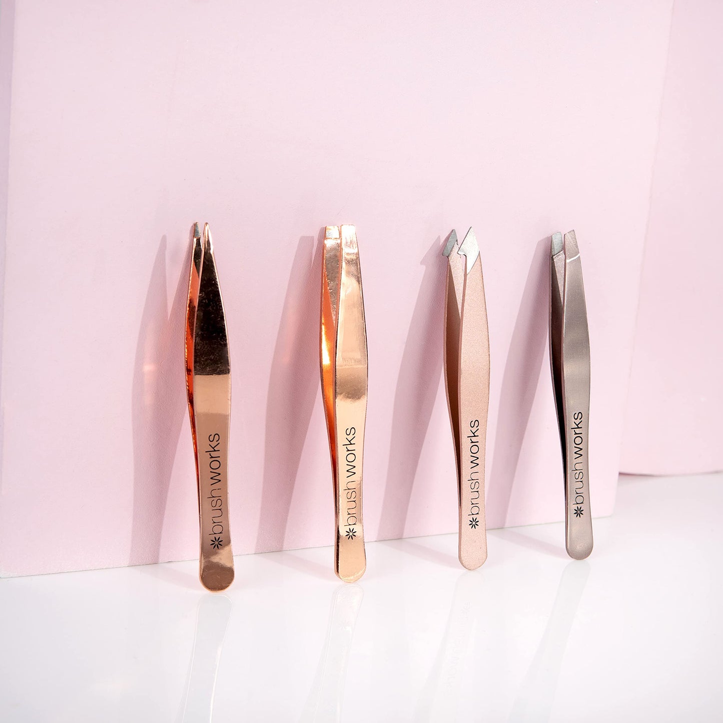 Brushworks HD 4 Piece Combination Tweezer Set - Gold Beauty and Personal Care Brushworks
