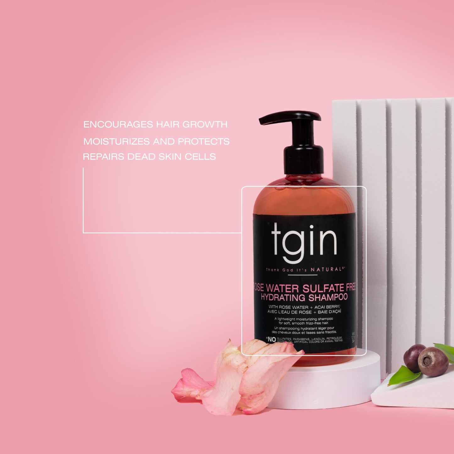 tgin Rose Water Sulfate-Free Hydrating Shampoo - Clarifying Shampoo for Curly, Wavy & Coily Hair - Lightweight Tgin Hair Products for Soft, Shiny, No Beauty & Personal Care Thank God It's Natural