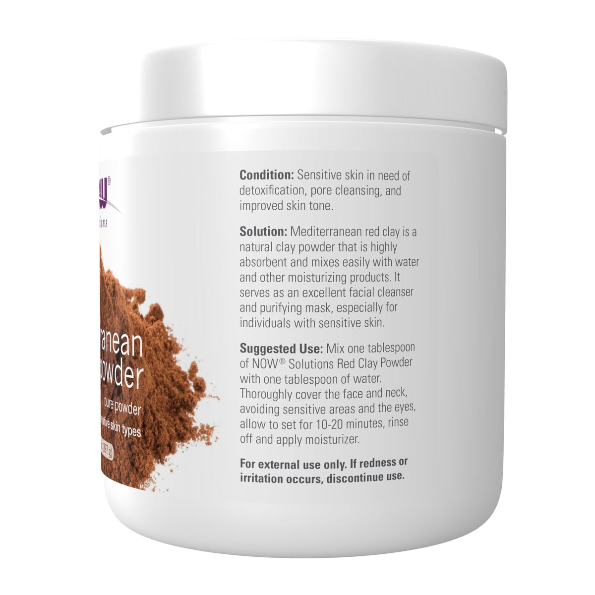 NOW Foods Solutions, Mediterranean Red Clay Powder, Pure Powder for Sensitive Skin Facial Mask, 14-Ounce Beauty & Personal Care NOW Foods