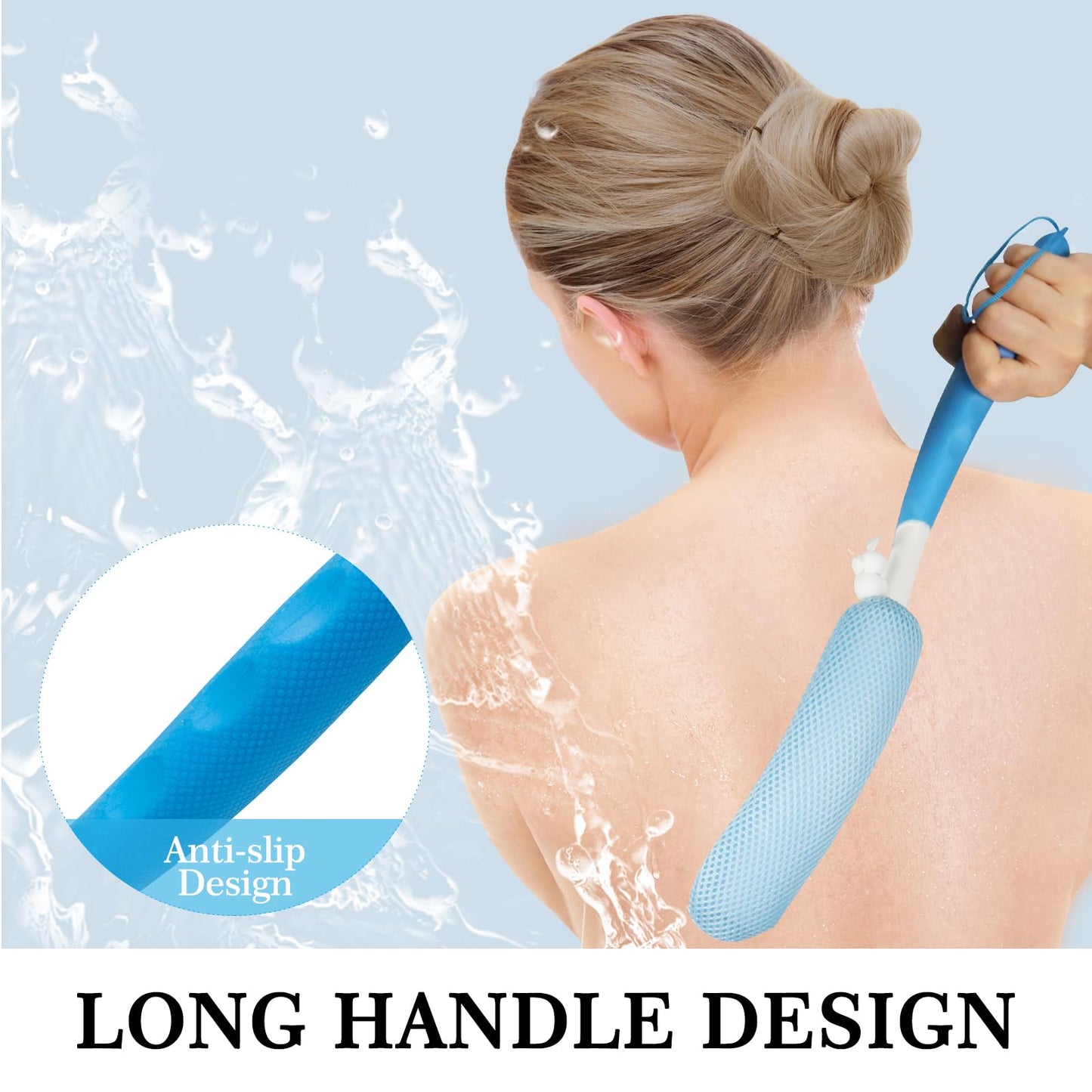 Leetye Mei Long Handle Bath Brush Back Scrubber for Use in Shower,Dual-Sided Non Slip Shower Scrubber for Cleaning Body?Exfoliator Wet or Dry Brushing Beauty & Personal Care Leetye Mei