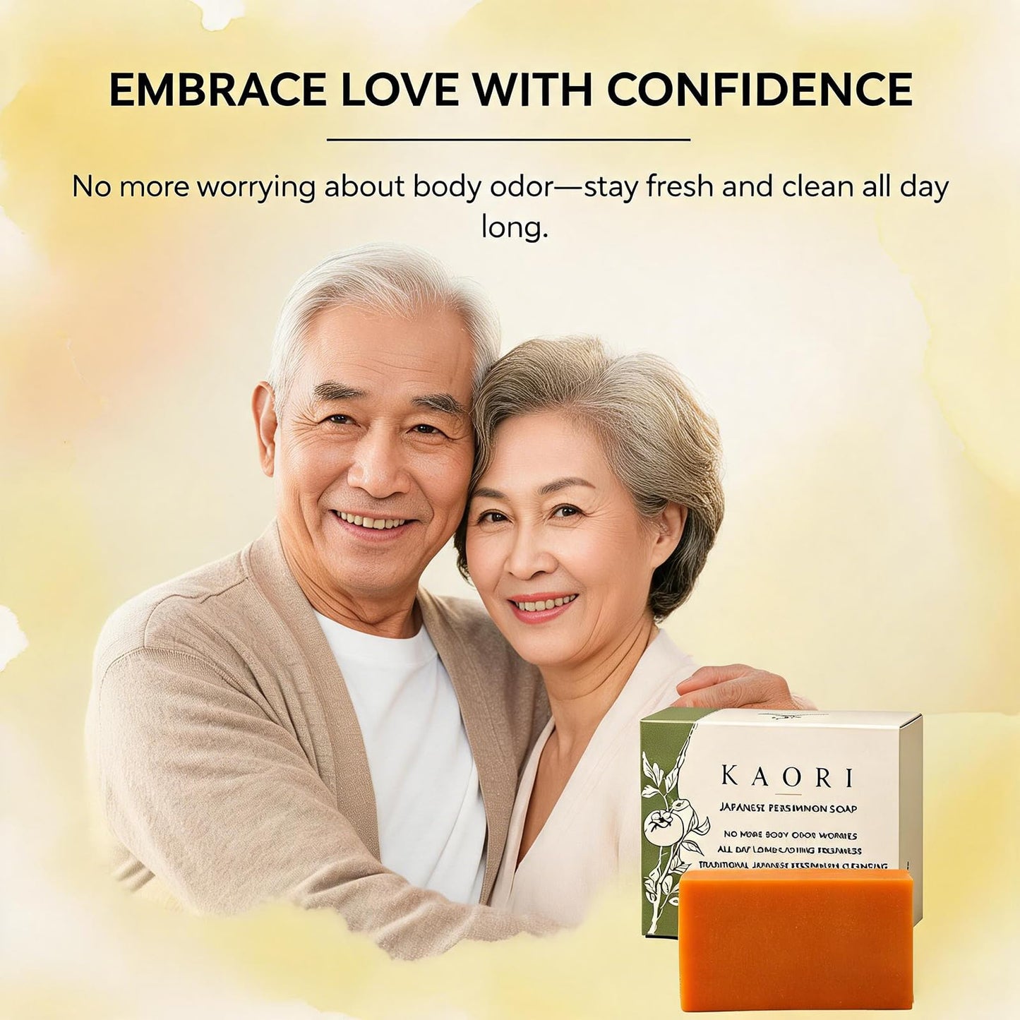 Slumberlee Kaori Persimmon Soap for Old People Smell, Natural Deodorizing Body Bar - Removes Odor, Aging Skin Gentle Cleanser Japanese Extract Men Beauty & Personal Care Slumberlee