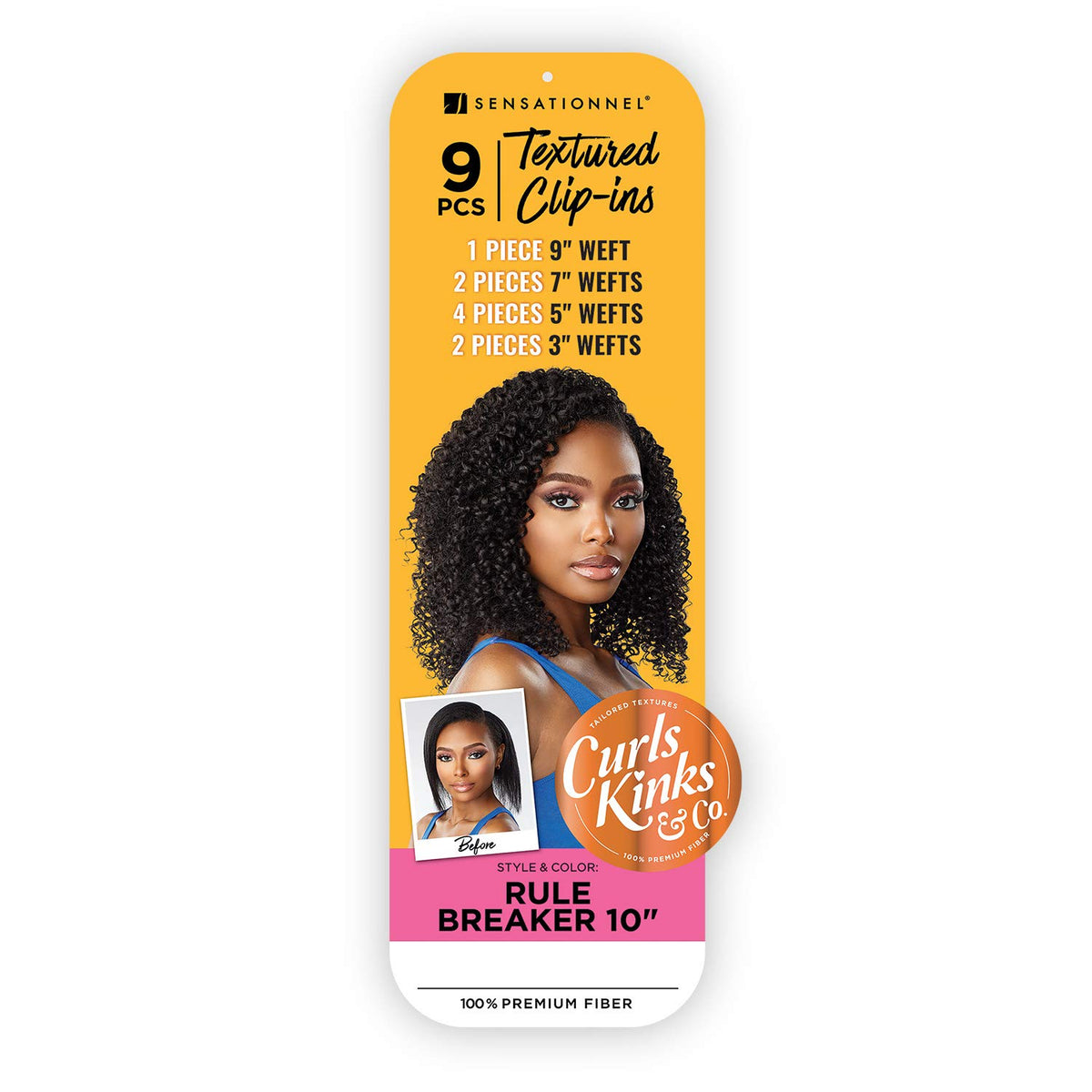 Sensationnel Curls Kinksandco Clip in-Rule Breaker 10 Inch,1 JETBLACK