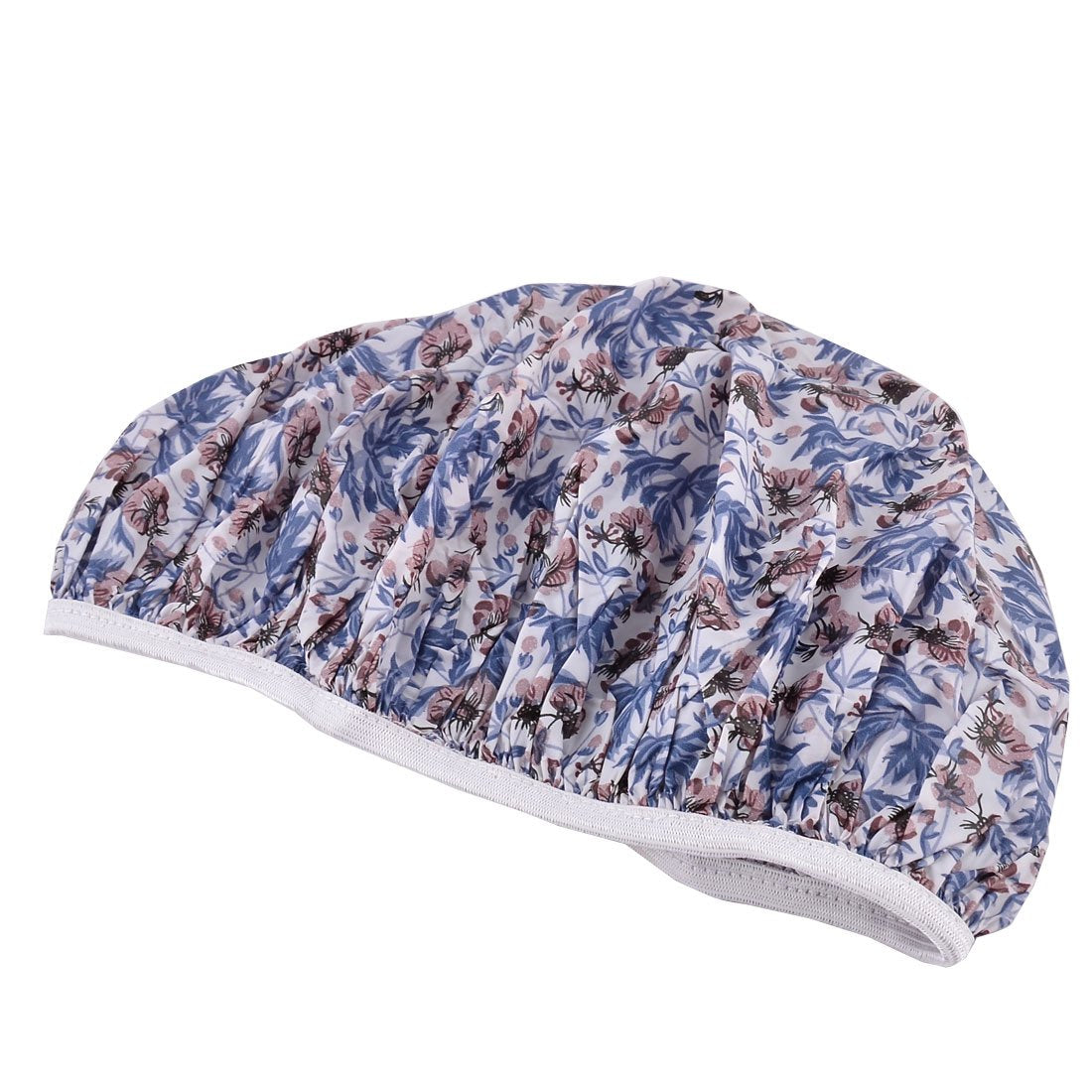 Ruilogod Round Women Bathroom Elastic Edge Floral Pattern Shower Cap White (id: 8f1 8a7 a93 37f b0b Beauty and Personal Care Ruilogod