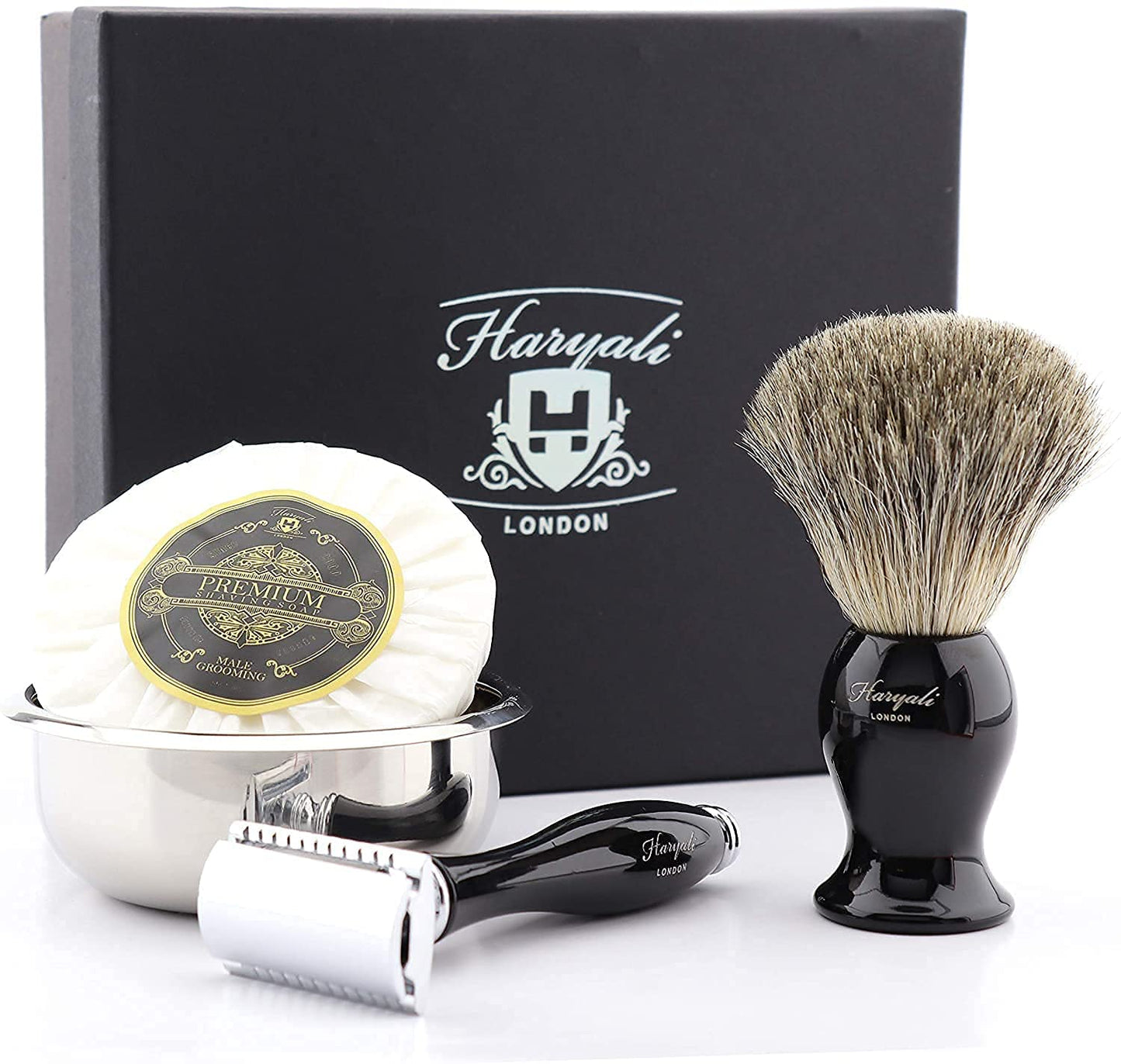 Double Edge Safety Razor Shaving Set +Badger Hair Shaving Brush Beauty and Personal Care Haryali London