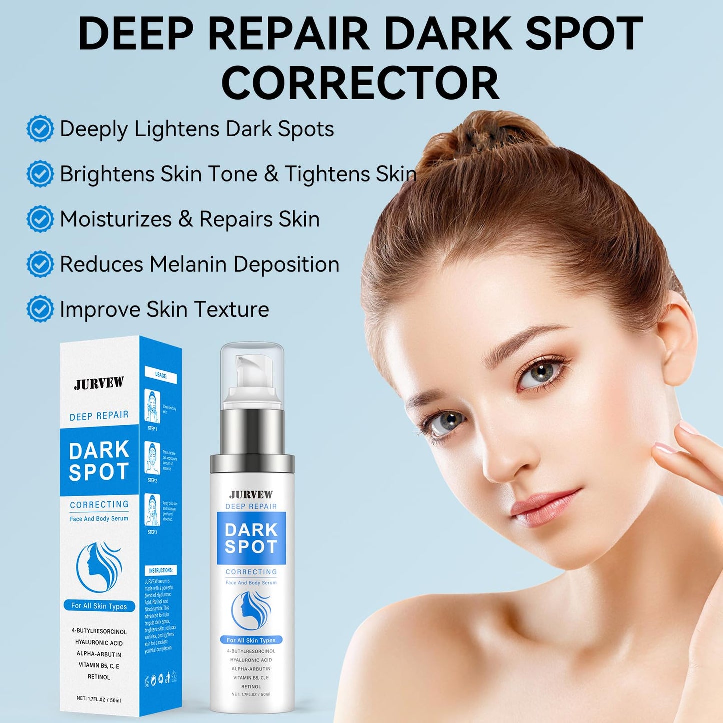 JURVEW1 Dark Spot Remover Face and Body, Dark Spot Corrector Cream for Age Spot Sun Spot Melasma Freckles, Rapid Corrects Uneven Skin Tone Beauty & Personal Care JURVEW1