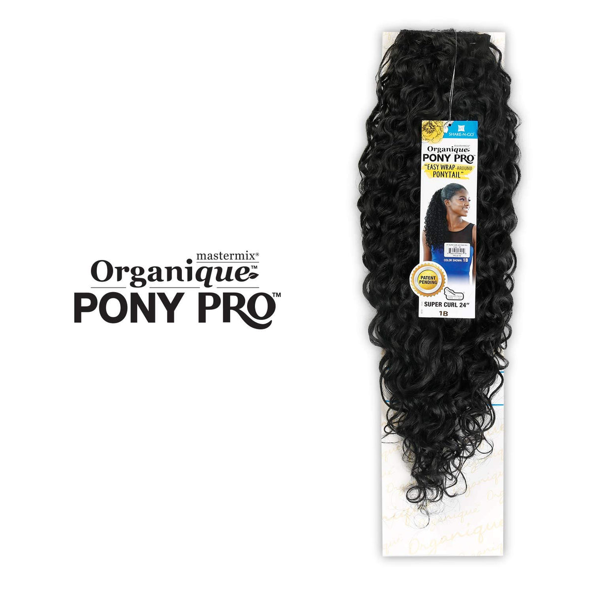Shake N Go Organique Pony Pro Mastermix Pony Wrap - SUPER CURL 24 (1 Jet Black)