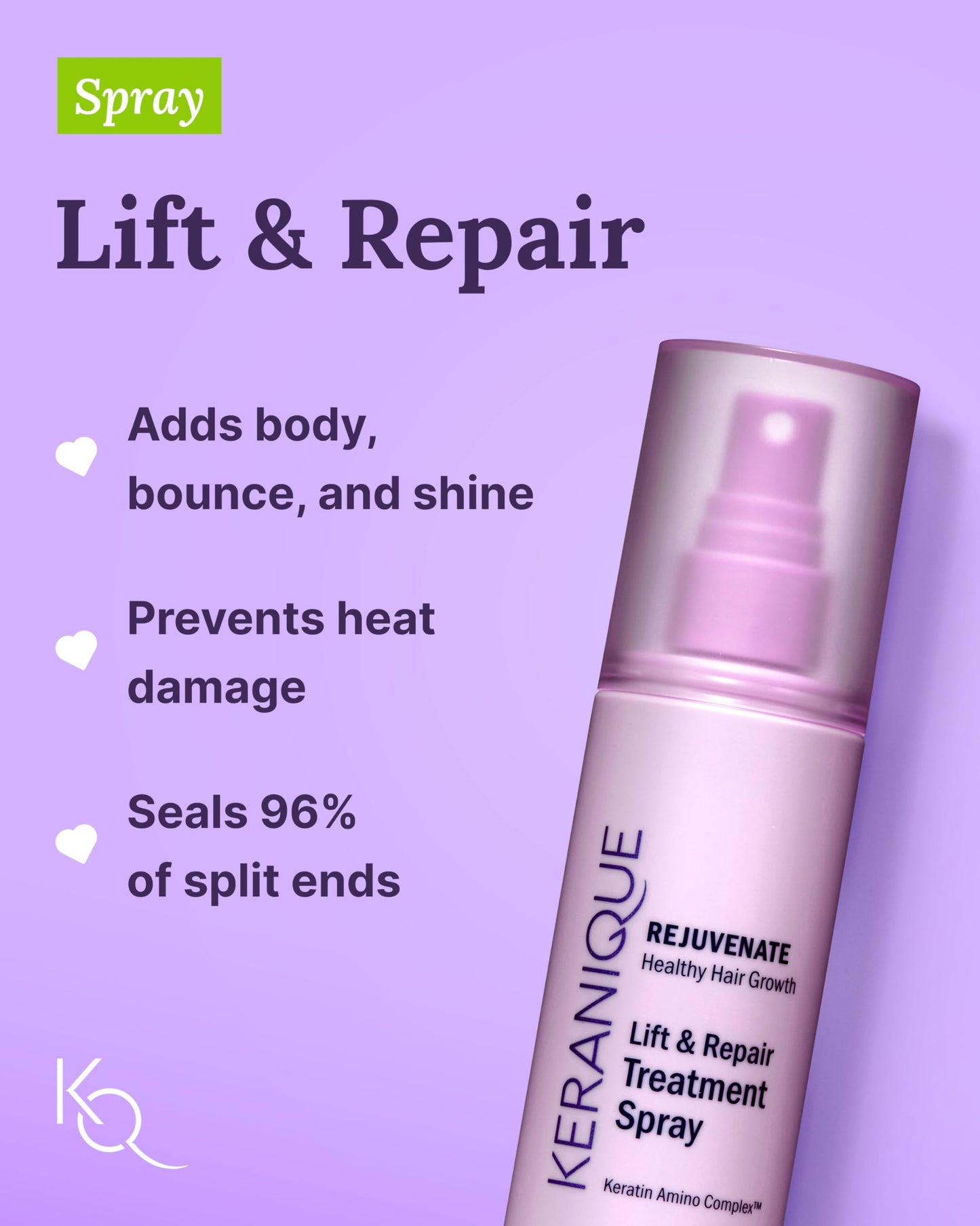 Keranique Damage Control Set for Thinning Hair - Shampoo and Conditioner for Damaged Hair, Follicle Booster Serum, Lift & Repair Spray - Keratin Beauty & Personal Care Keranique