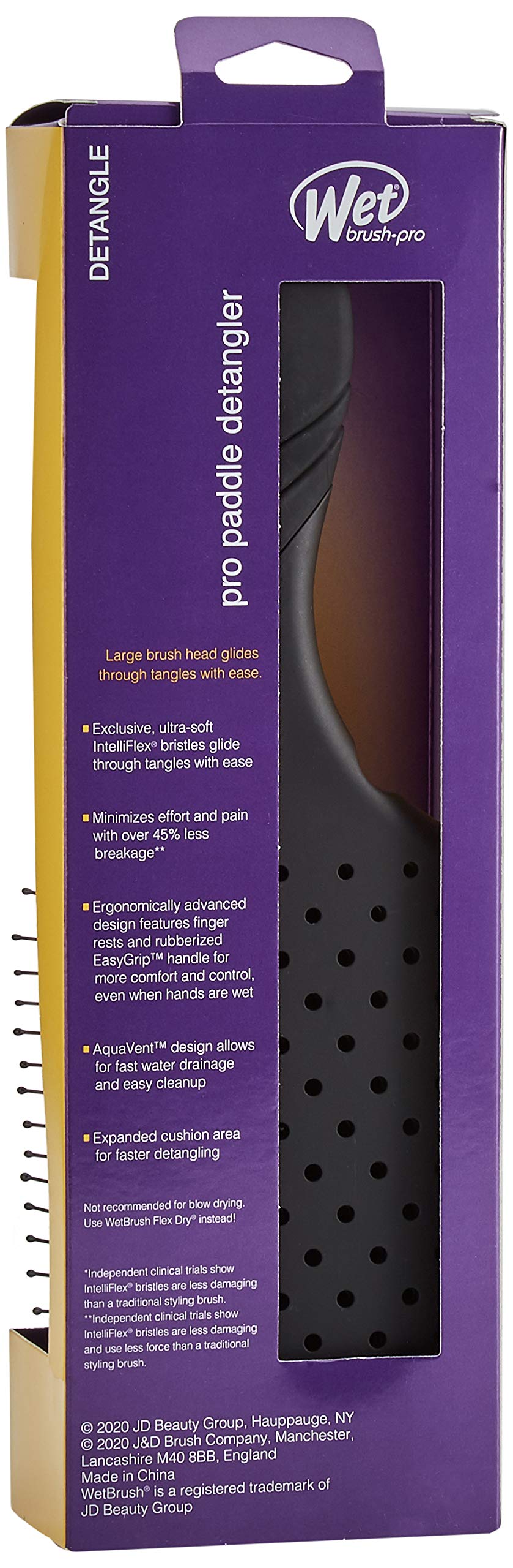 Wet Brush Paddle Detangler Hair Brush Black with Soft Bristles, Perfect Hair Brush for Men, Women and Kids, Detangler for All Hair Types - Blackout Beauty & Personal Care Wet Brush