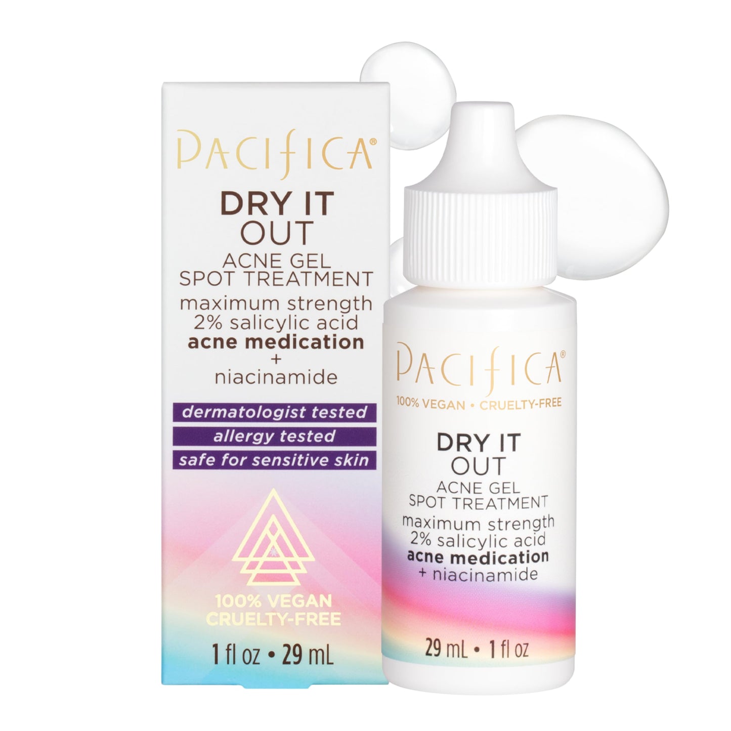 Pacifica Acne Spot Treatment & Pimple Cream - Dry It Out Gel with 2% Salicylic Acid, Witch Hazel, Niacinamide - Dries Blemishes Overnight, Fights Beauty & Personal Care Pacifica