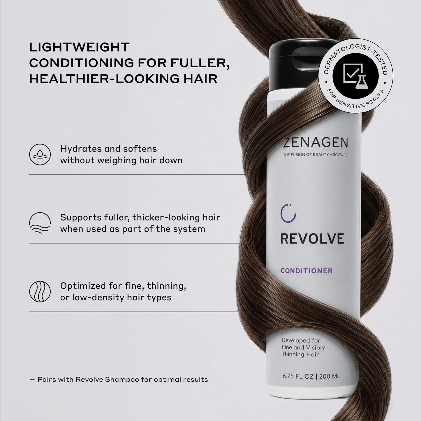 Zenagen Revolve Thickening Shampoo & Conditioner Bundle for Women (6.75 oz Each) - For Fine & Thinning Hair, Supports Fuller, Thicker-Looking Hair Beauty & Personal Care Zenagen