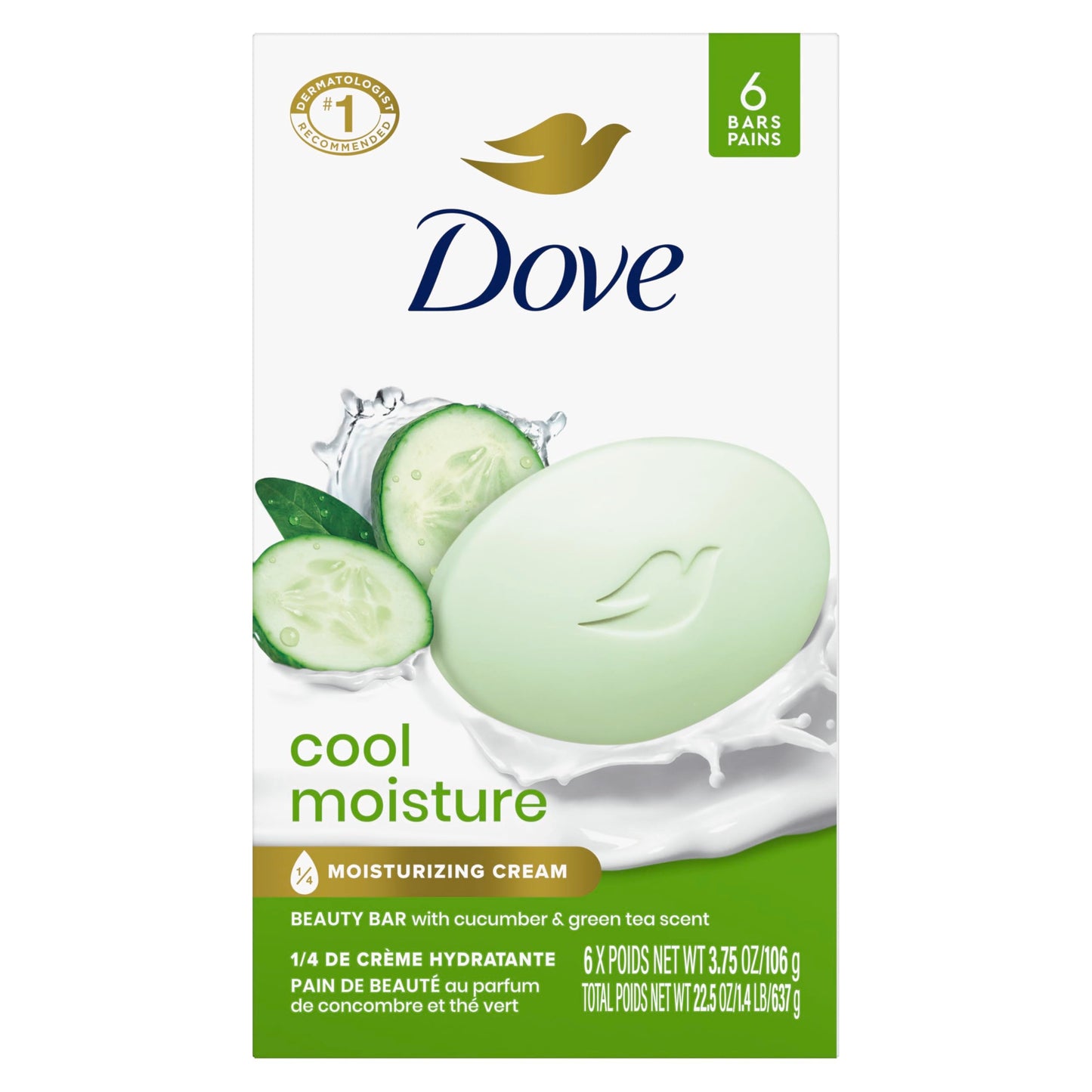 Dove Skin Care Beauty Bar For Softer Skin Cucumber And Green Tea More Moisturizing Than Bar Soap 3.75 oz 6 Bars Beauty & Personal Care Dove