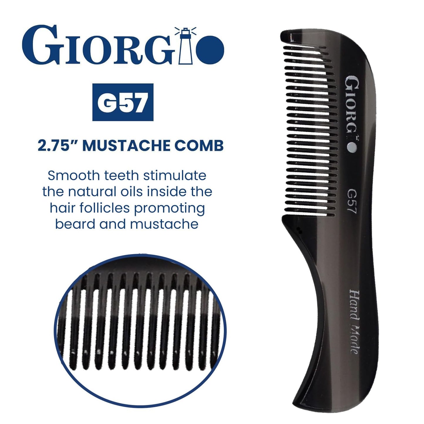 Giorgio G57 Extra Small Men's Fine Tooth Beard and Mustache Comb for Facial Hair Grooming and Styling. Mini Wallet Pocket Comb Beard Comb for Men Beauty and Personal Care GIORGIO