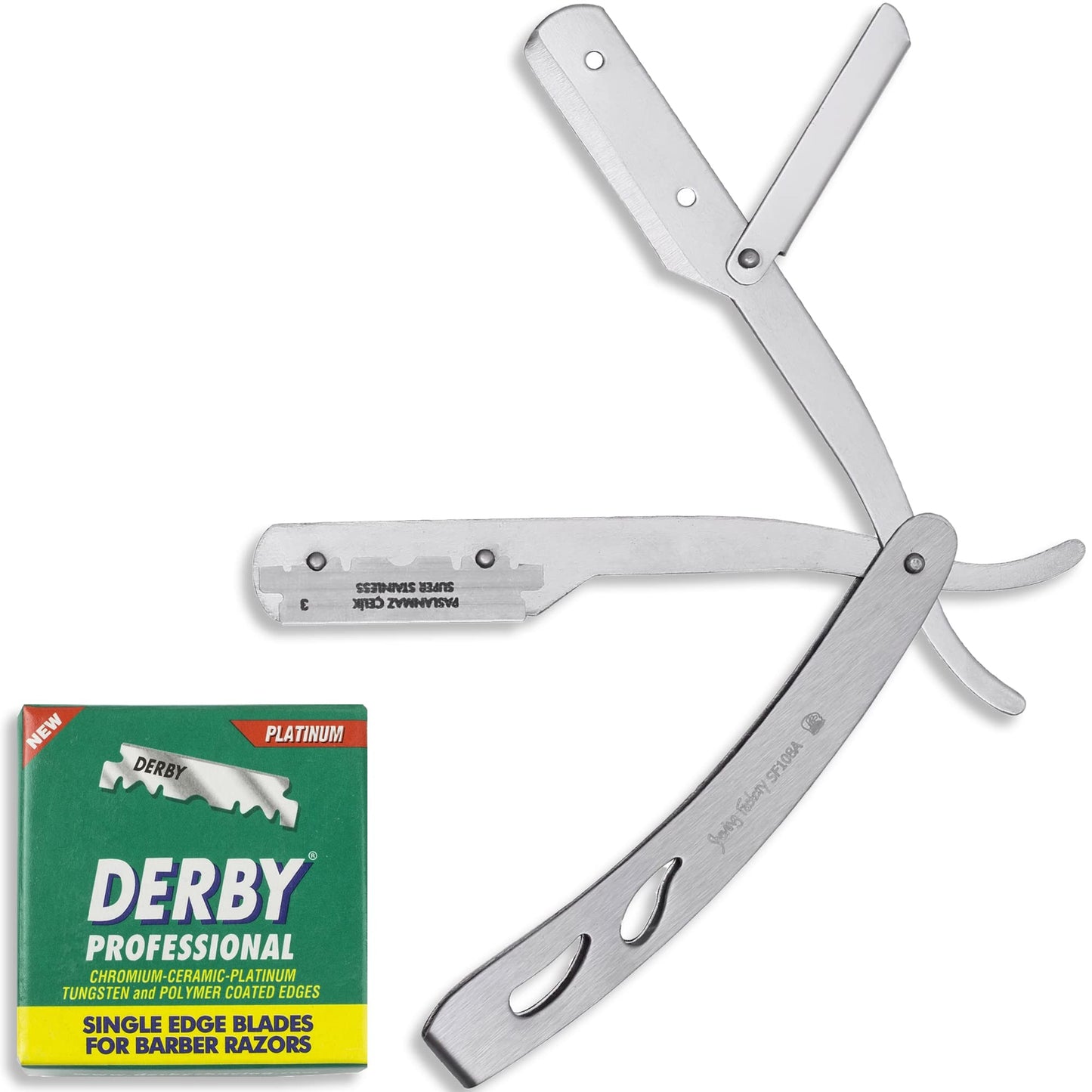 The Shave Factory Straight Edge Razor Kit - with Single Stainless Steel razors (Matte + Derby Professional) Beauty and Personal Care the shave factory
