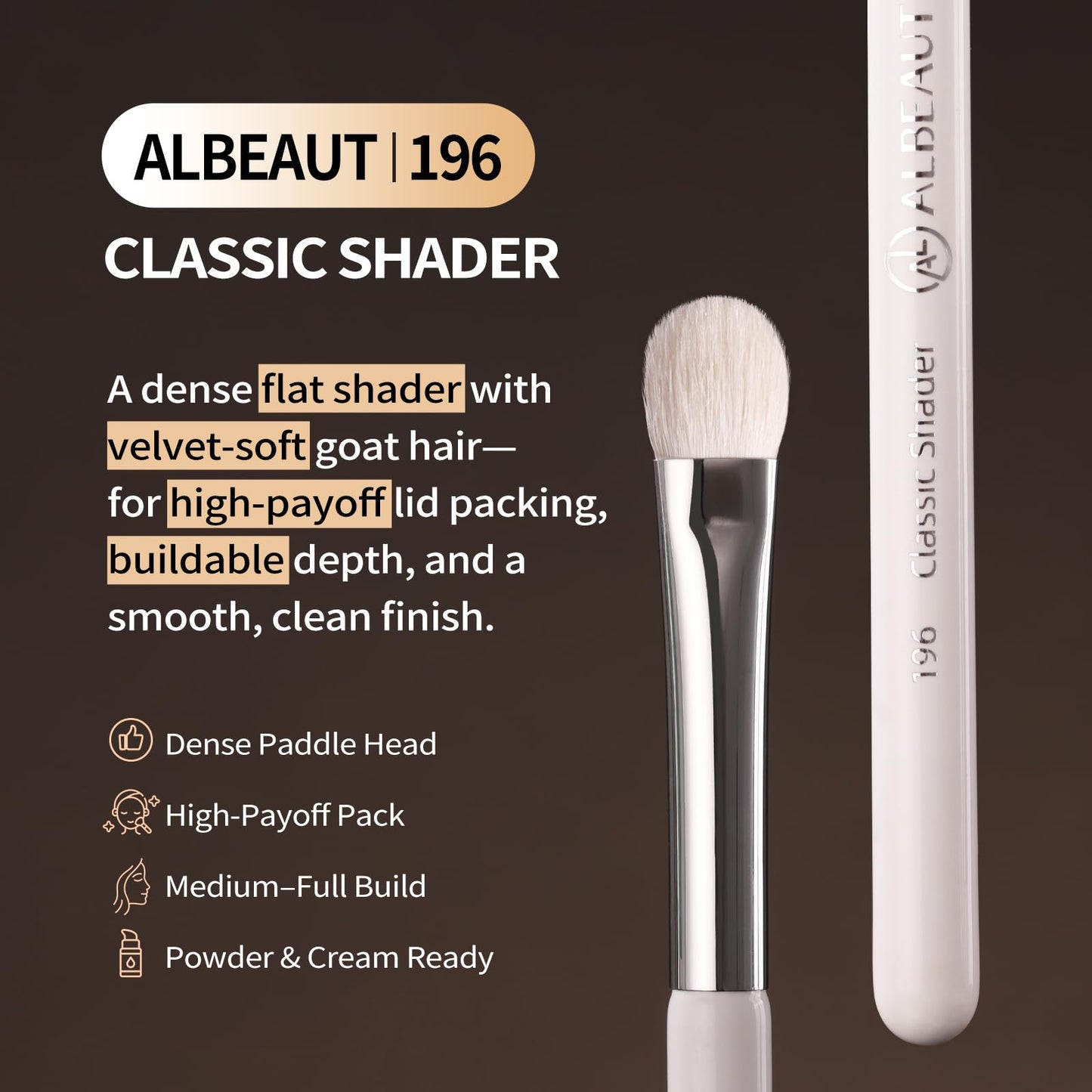 Albeaut Eye Shadow Brush For Shading, Dense & Soft Eyeshadow Applicators for Smokey Eyes Makeup, Powder Eye Shadow Blender (196 Classic Shader) Beauty & Personal Care ALBEAUT